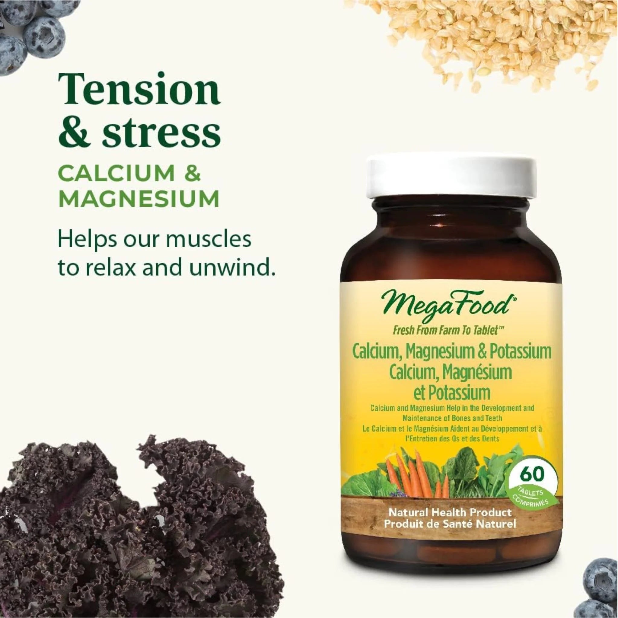 MegaFood Calcium-Magnesium-Potassium 60 Tablets