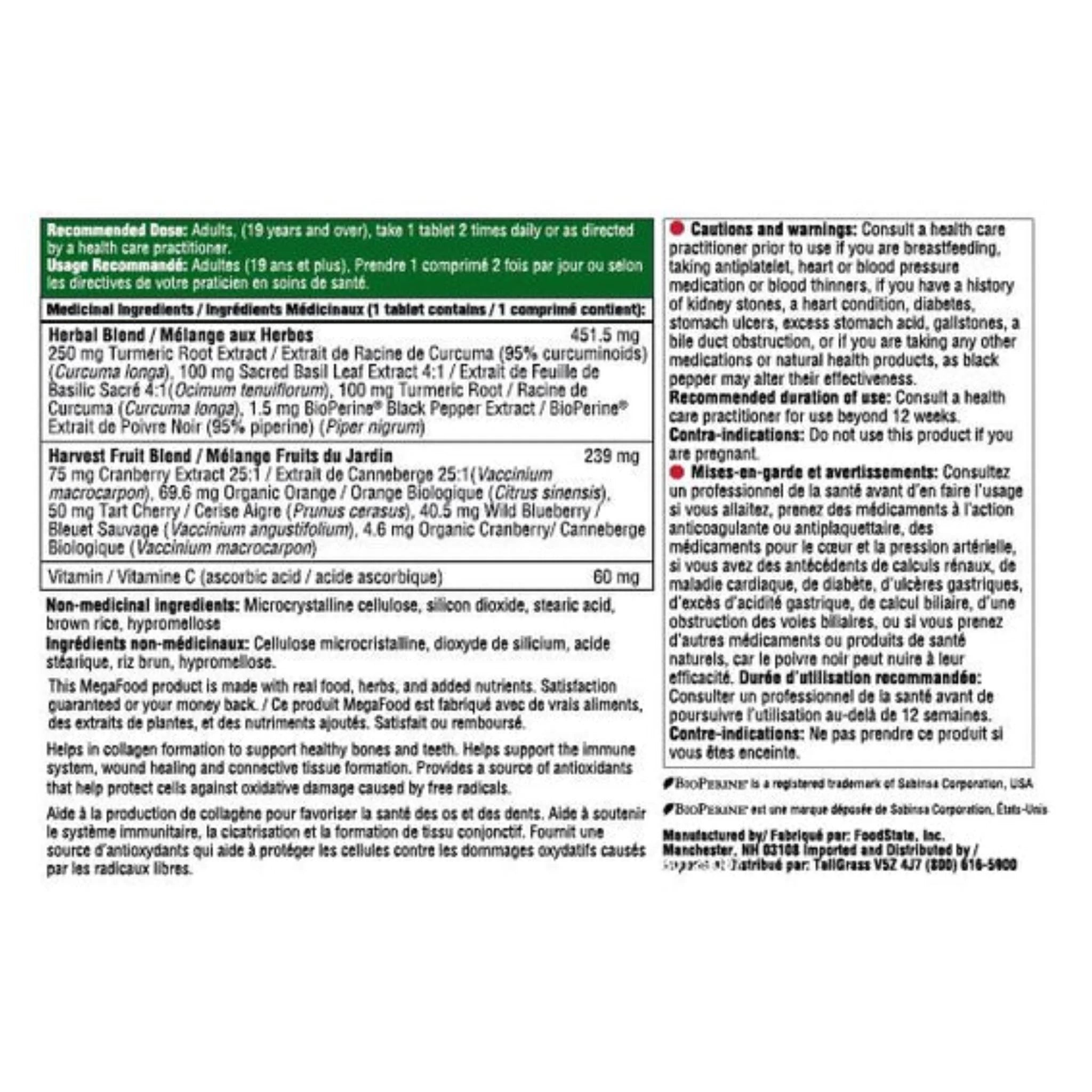 MegaFood Turmeric Strength 60 Tablets