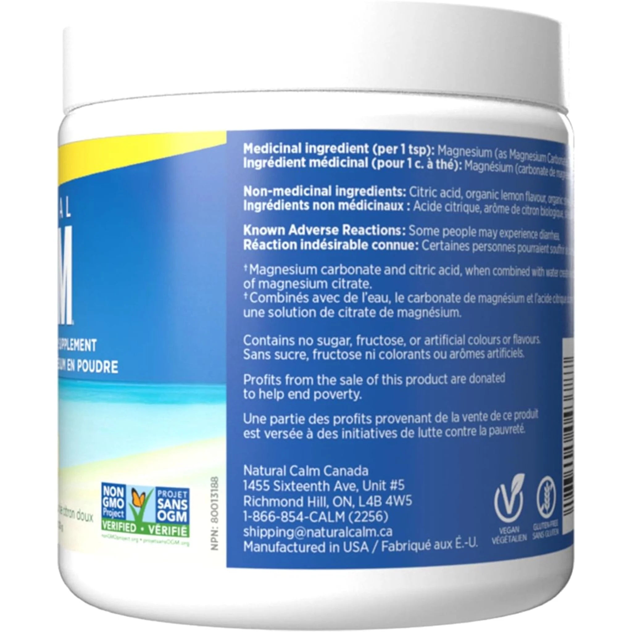 Natural Calm Magnesium Citrate Powder Sweet Lemon, 226g