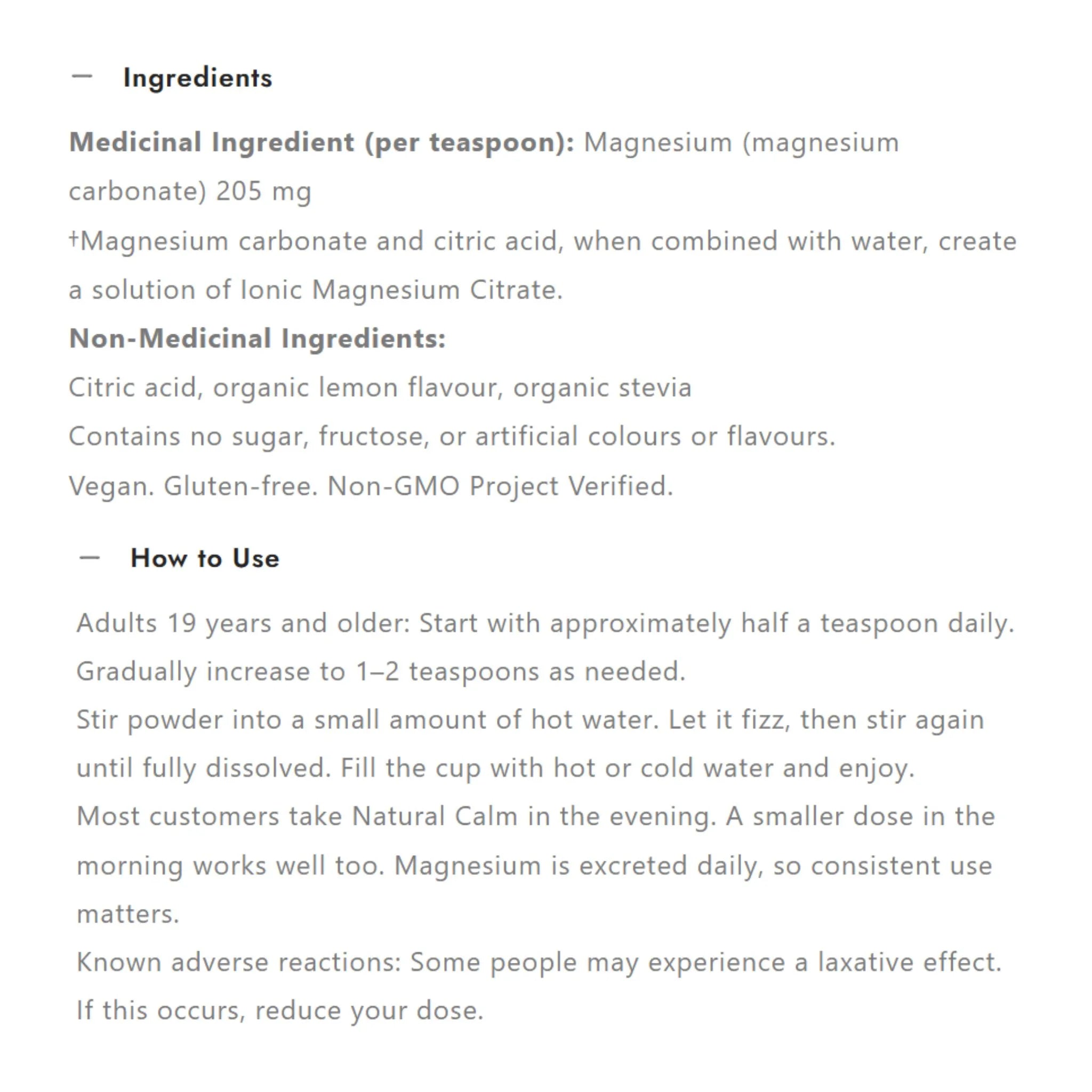Natural Calm Magnesium Citrate Powder Sweet Lemon, 226g