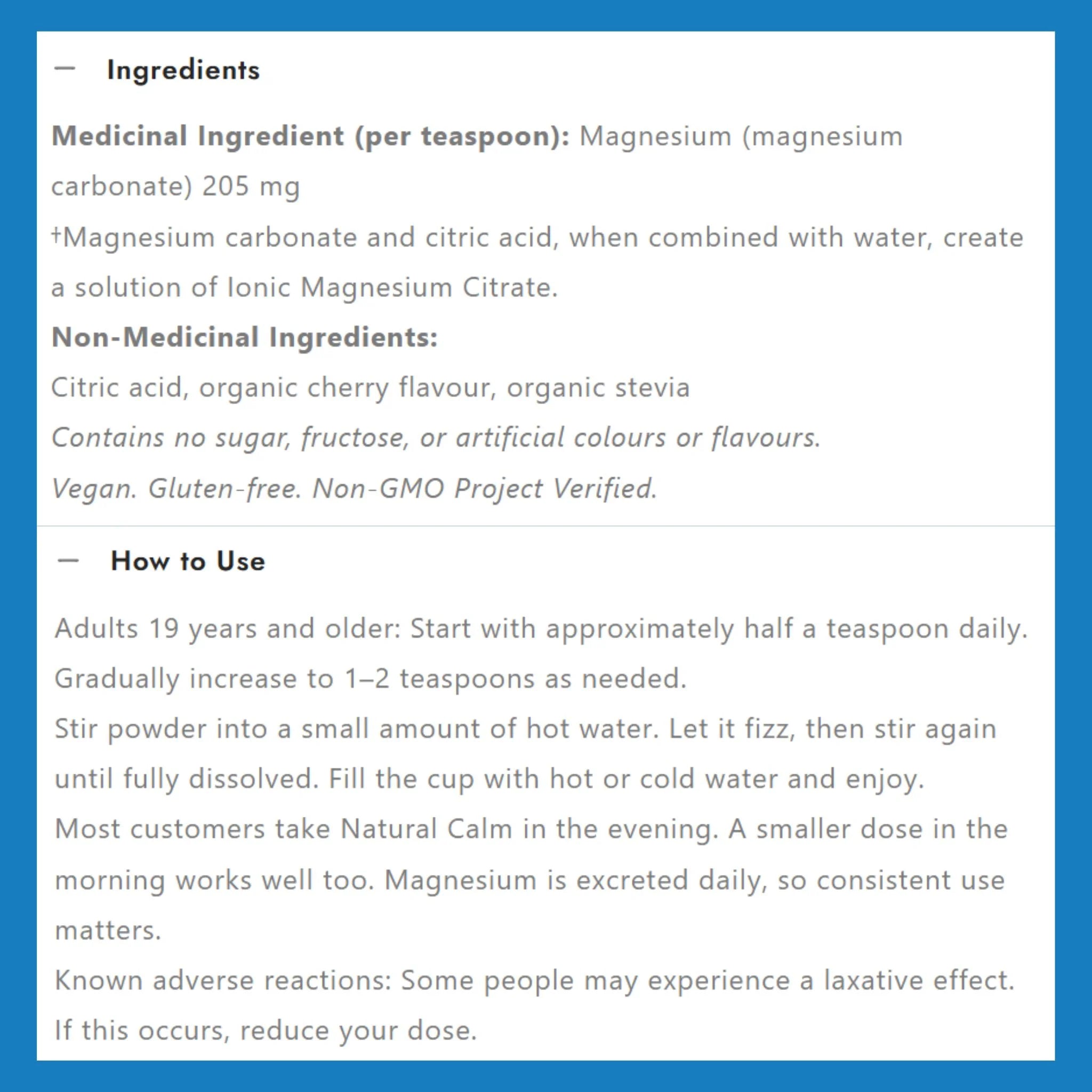 Natural Calm Magnesium Cherry 226g