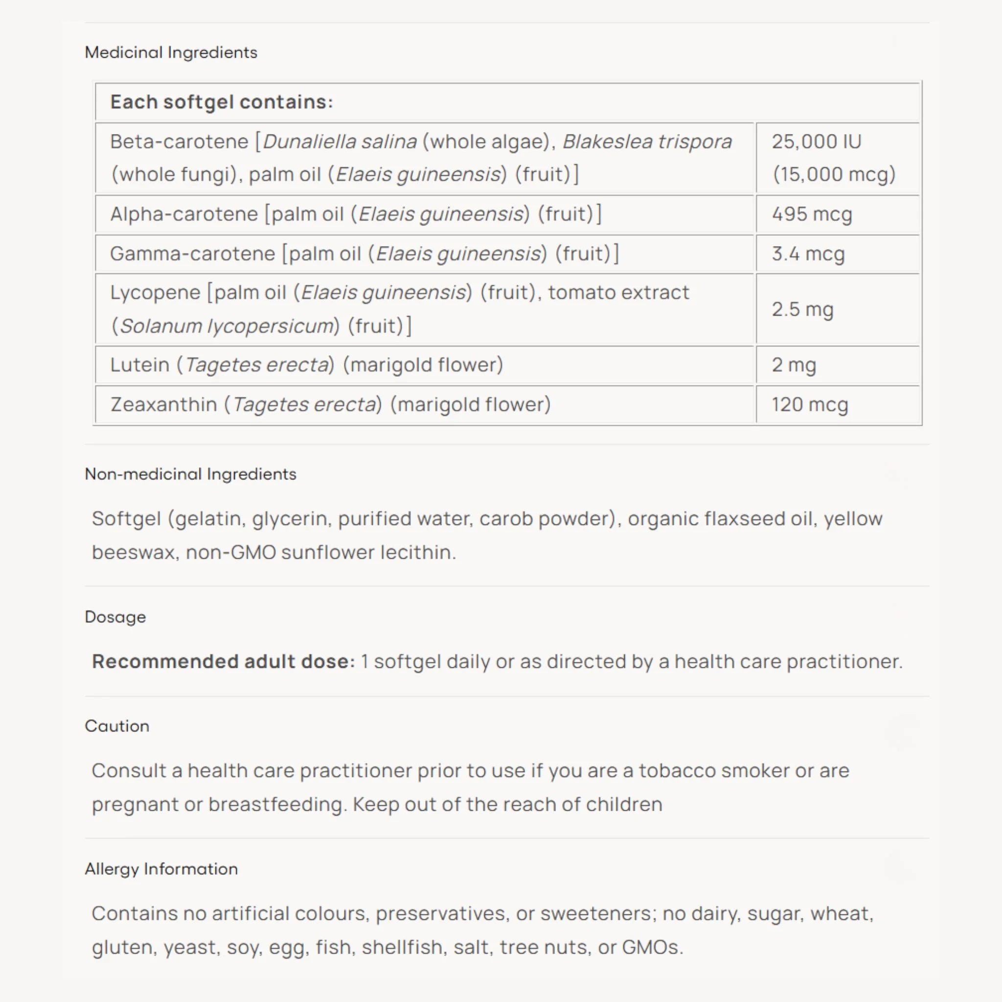 Natural Factors BetaCareAll 25,000 IU 90sg