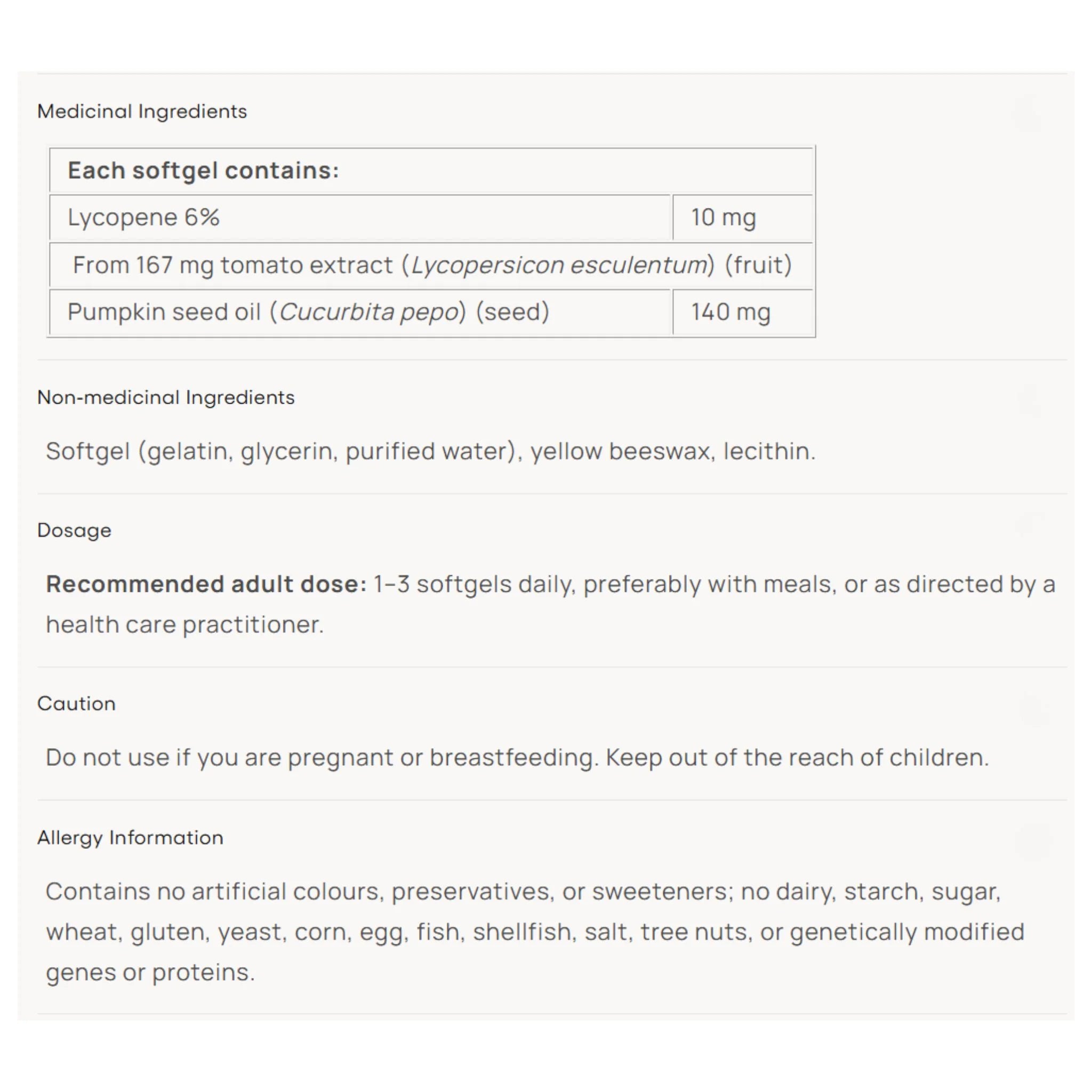 Natural Factors Lycopene 10 mg 60sg