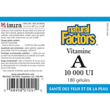 Natural Factors Vitamin A 10, 000 IU 180 Softgels