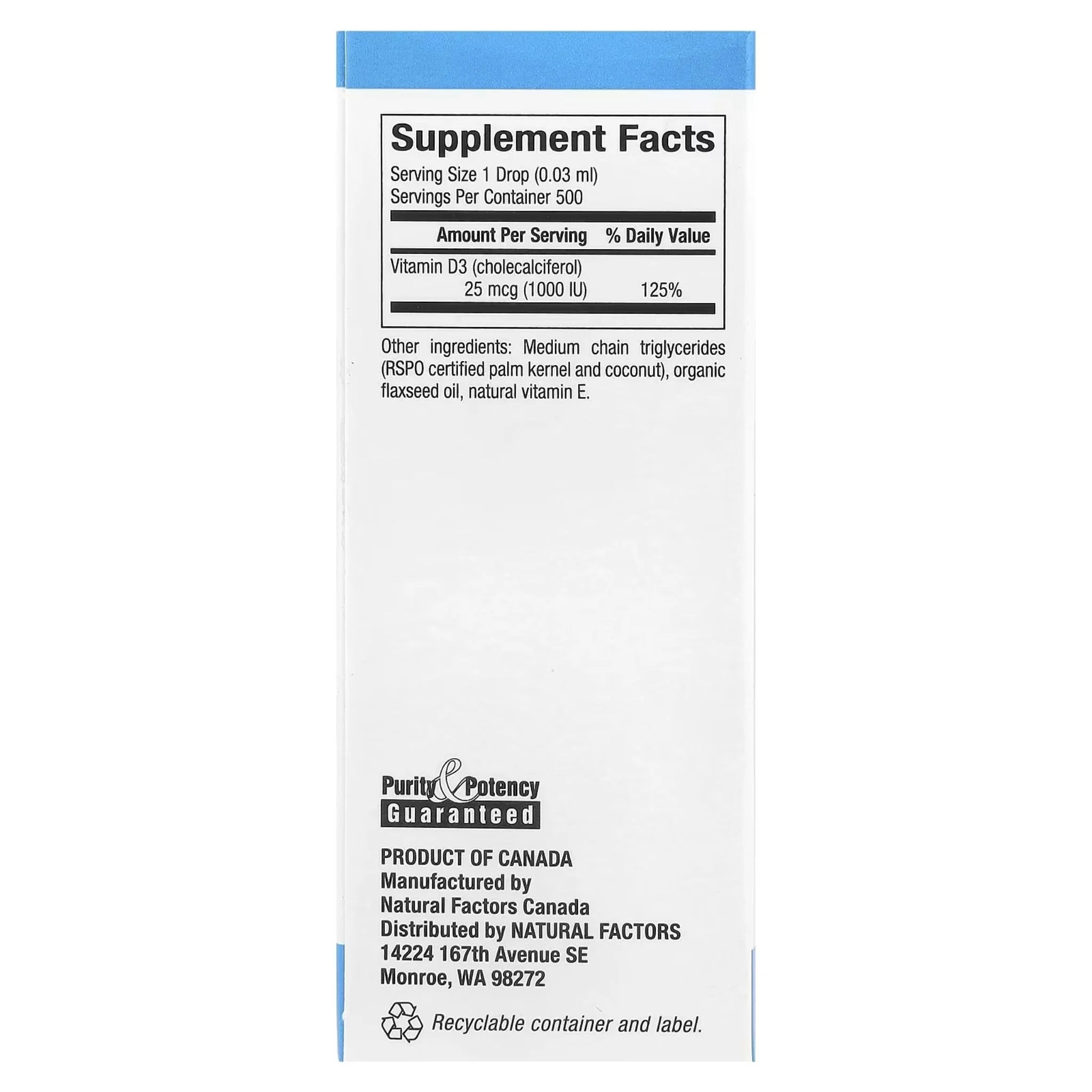 Natural Factors Vitamin D3 Drops 1000 IU, 15ml