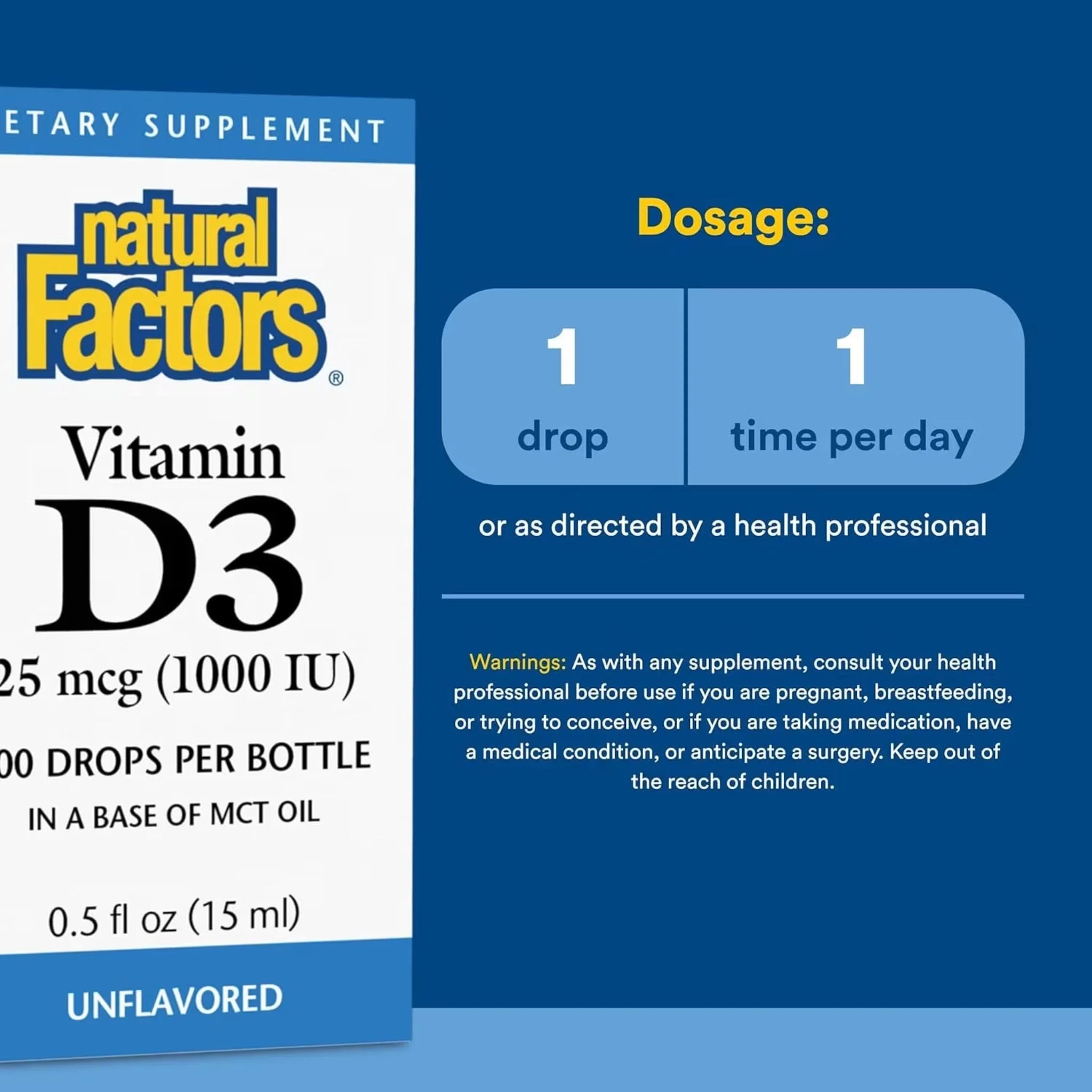 Natural Factors Vitamin D3 Drops 1000 IU, 15ml