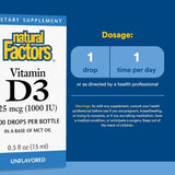 Natural Factors Vitamin D3 Drops 1000 IU, 15ml