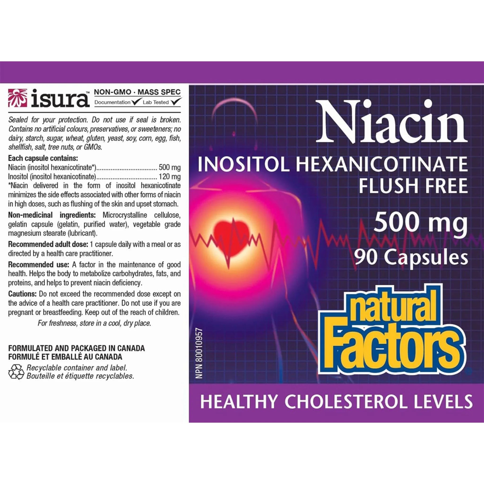 Natural Factors Niacin 500 mg 90 Capsules