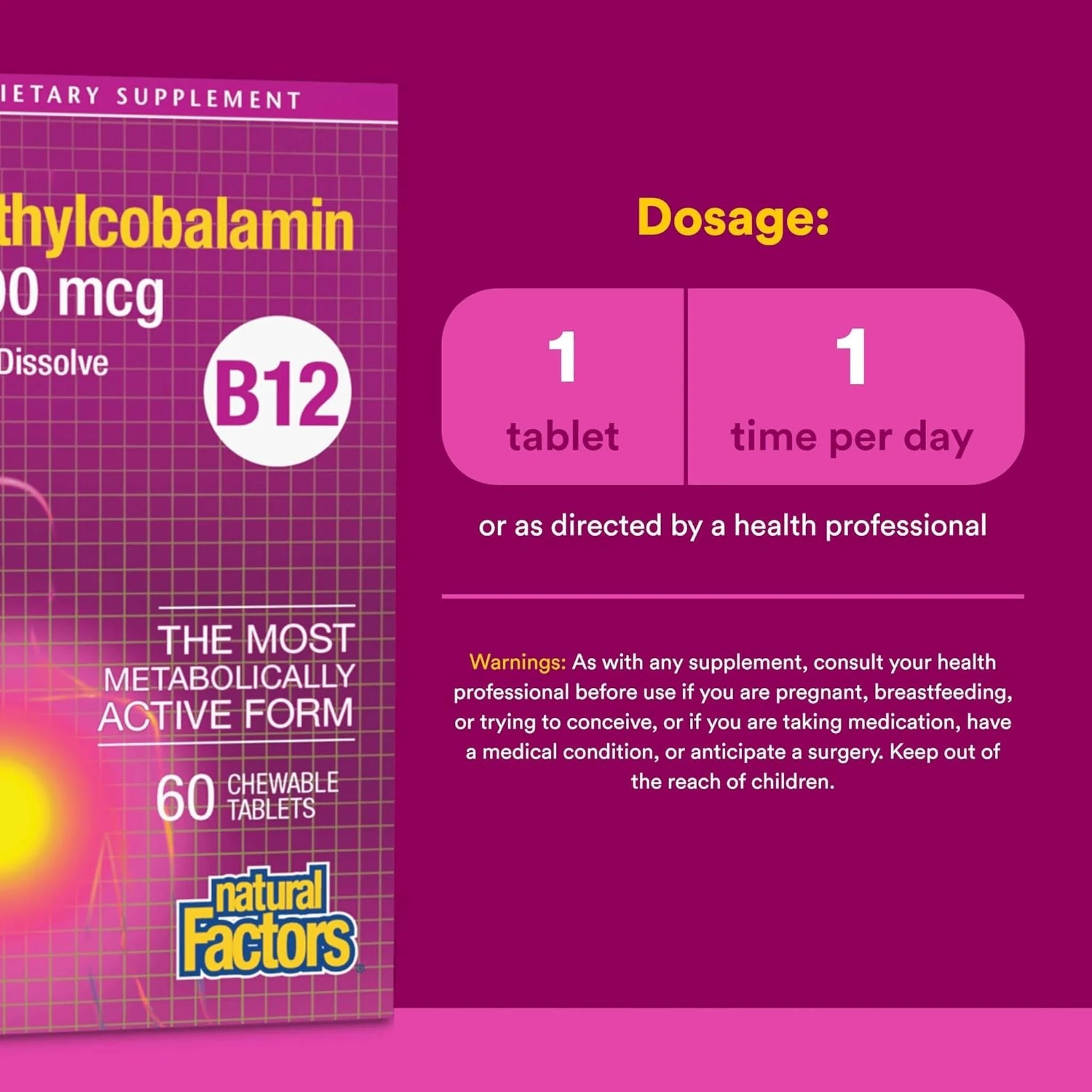 Natural Factors B12 Methylcobalamin 5000 mcg 60st