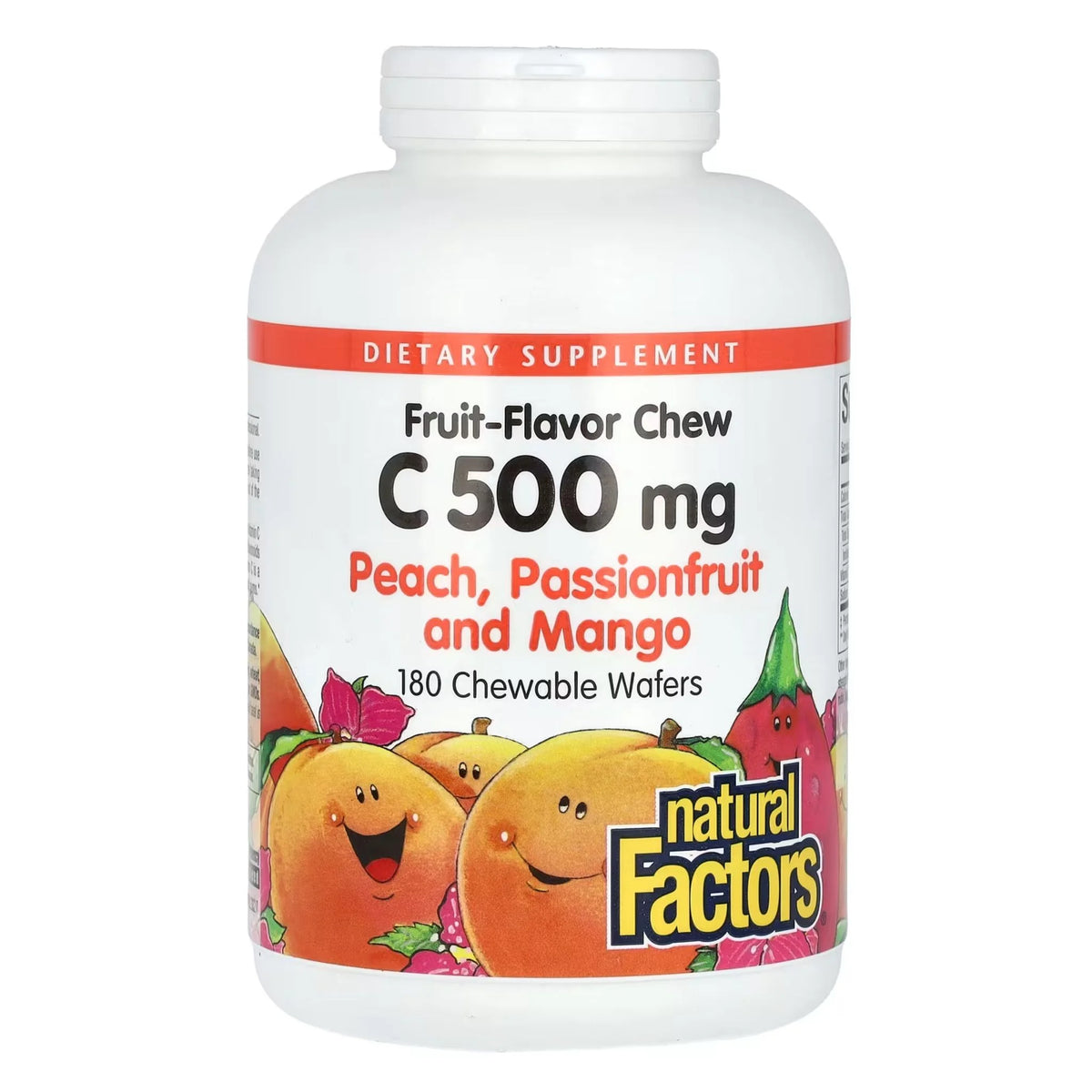 Natural Factors Vitamin C 500mg Peach, Passionfruit & Mango 180 Chewable Wafers