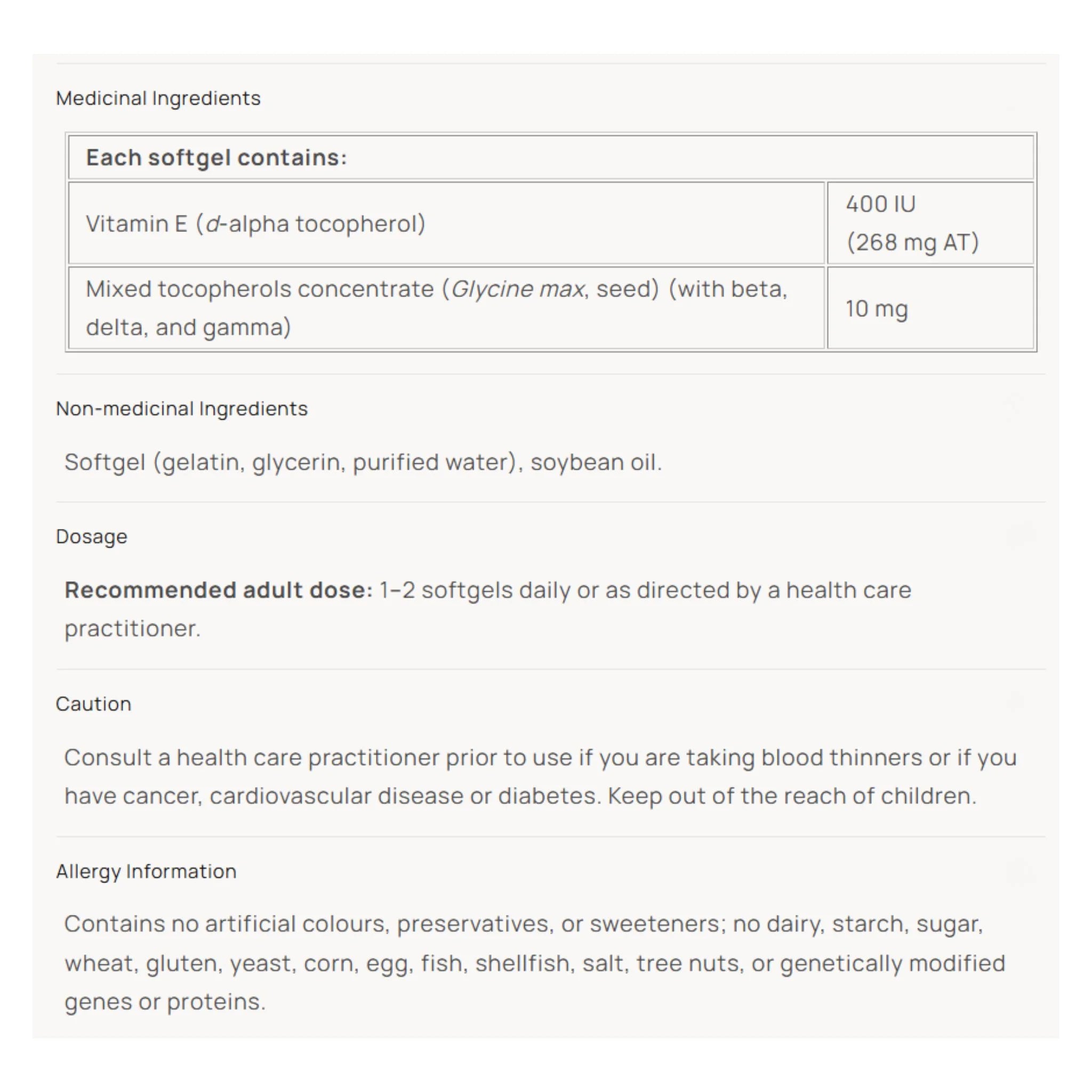 Natural Factors Mixed Vitamin E 400 IU 90sg