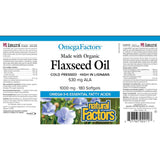 Natural Factors Flaxseed Oil 180 Softgels