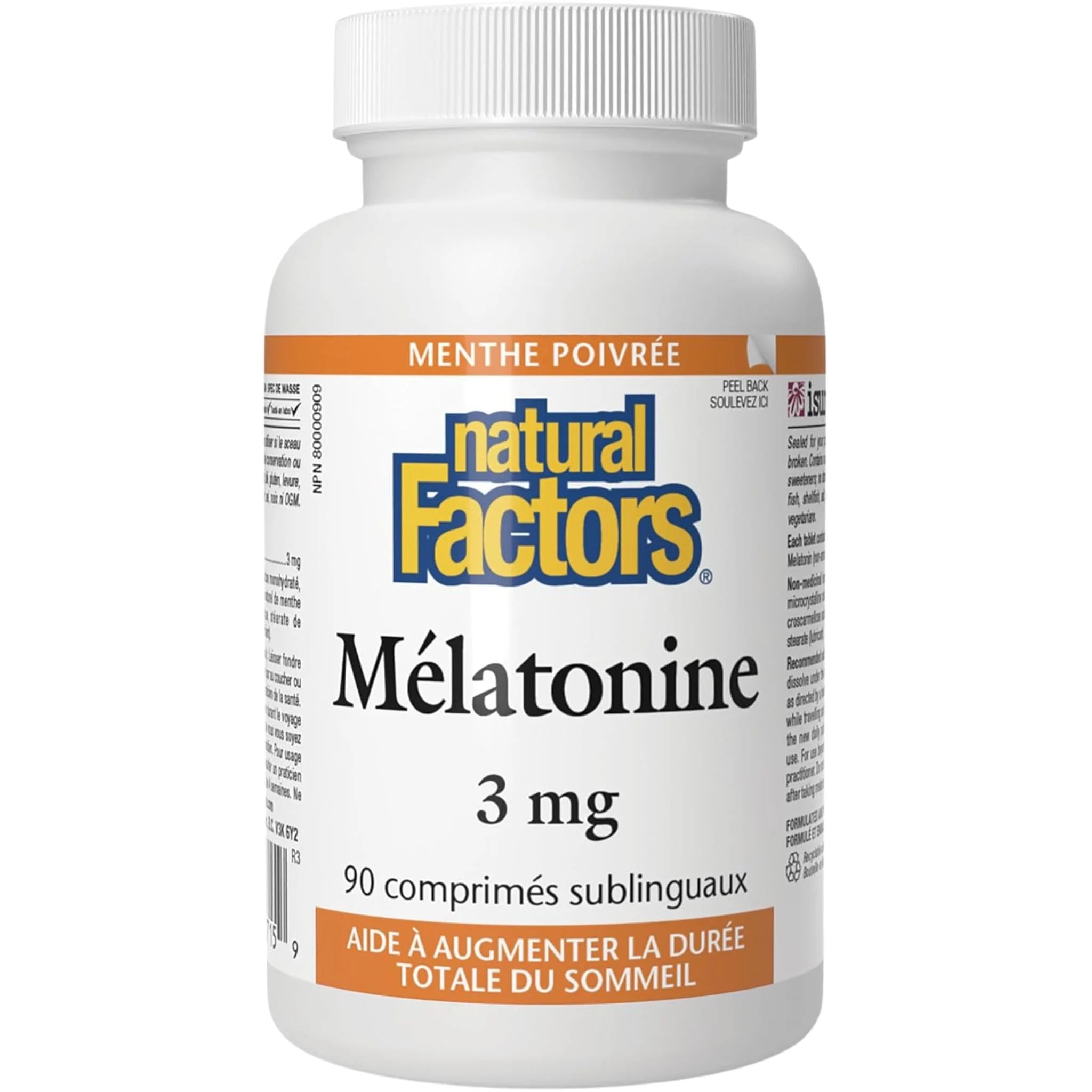 Natural Factors Melatonin 3 mg Peppermint 90st