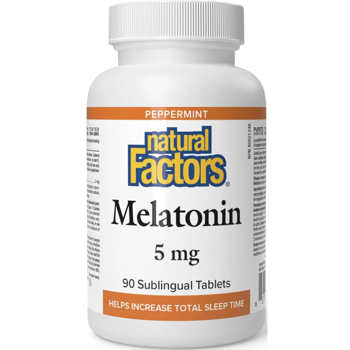 Natural Factors Melatonin 5mg Peppermint, 90 Sublingual Tablets