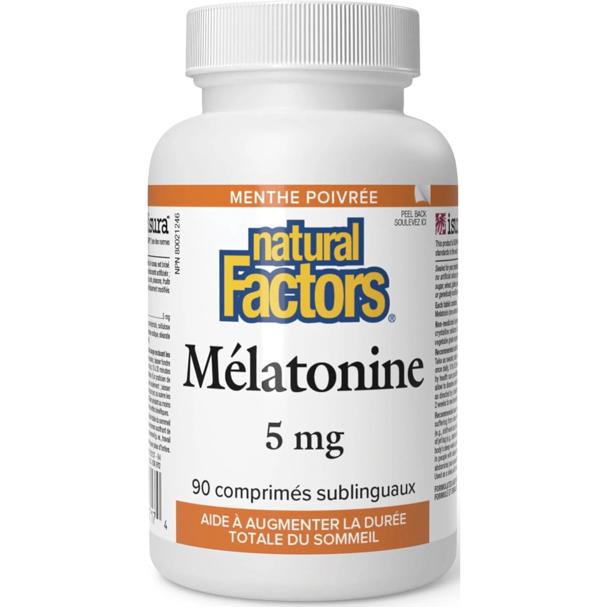 Natural Factors Melatonin 5mg Peppermint, 90 Sublingual Tablets