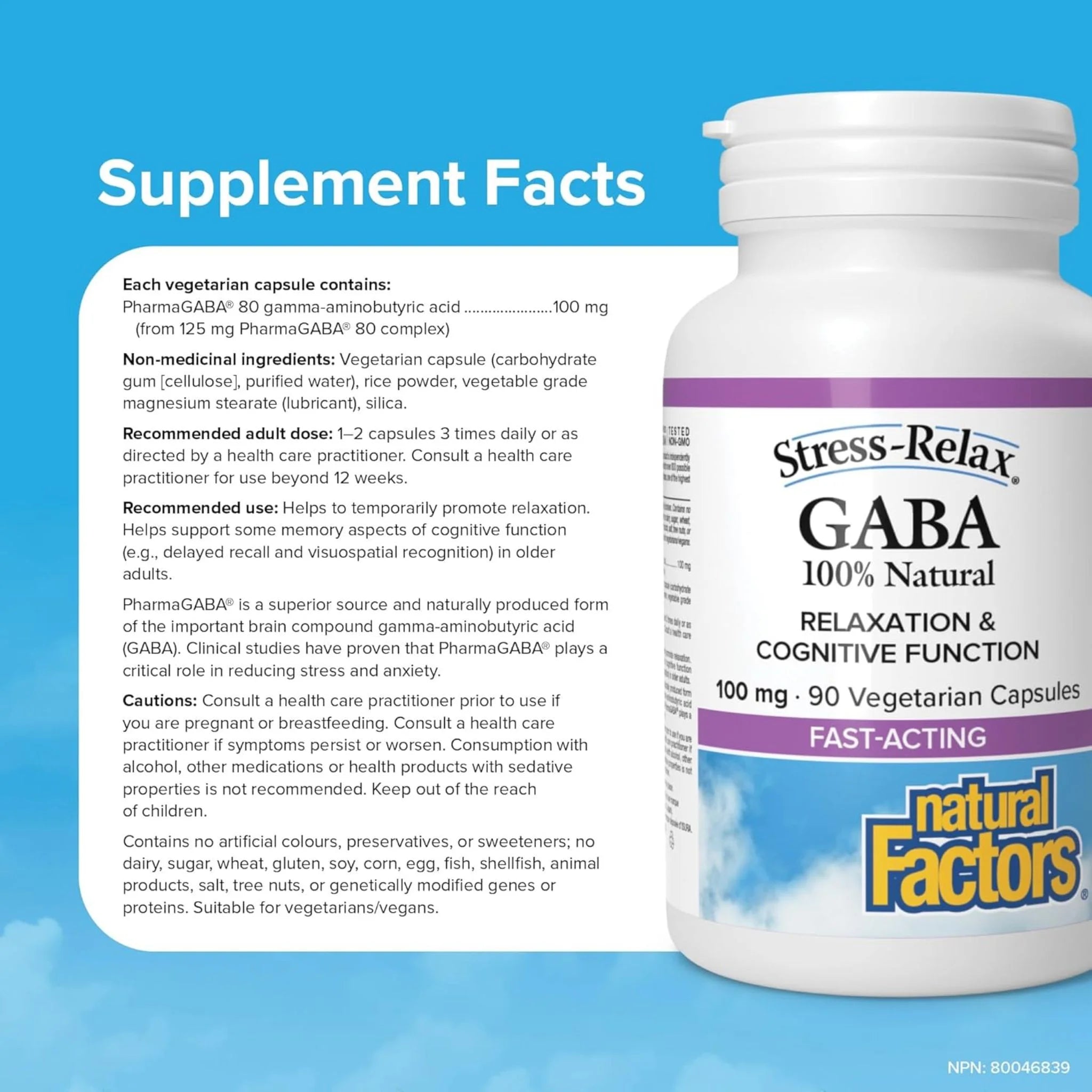 Natural Factors GABA 100 mg 90vc