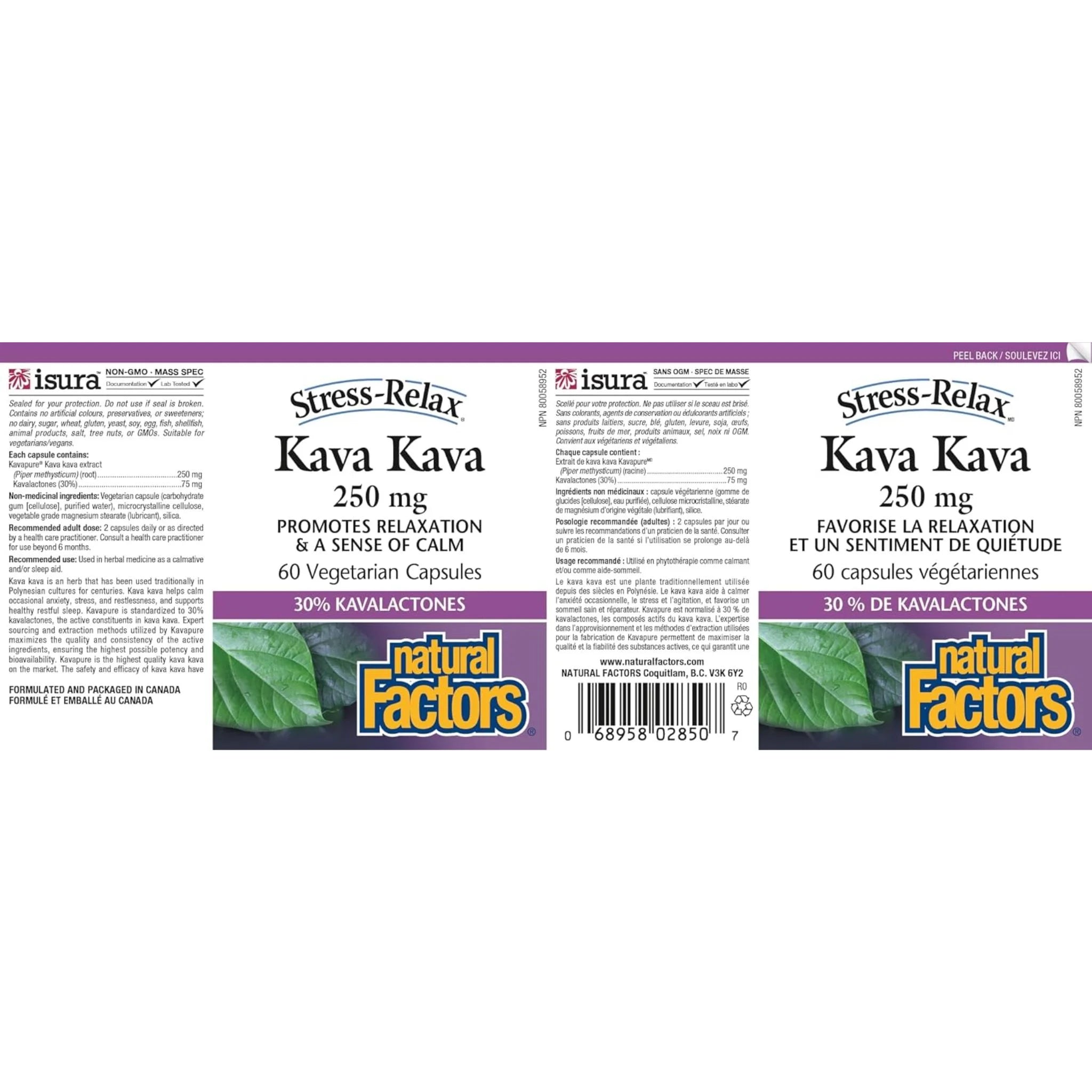 Natural Factors Kava Kava 250 mg 60 Vegetarian Capsules