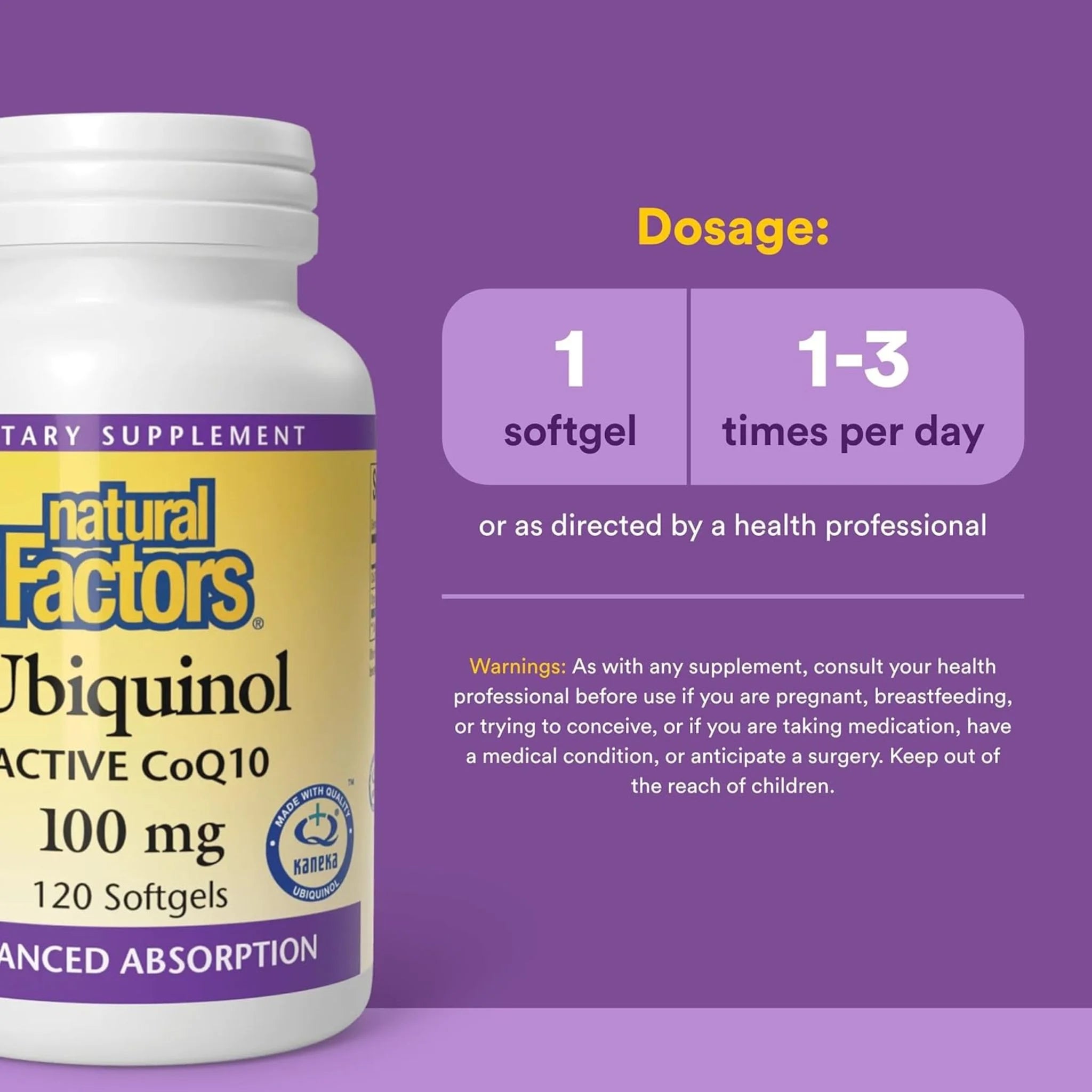 Natural Factors Ubiquinol Active CoQ10, 100mg 120 Softgels - Nature's Source Inc