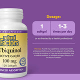 Natural Factors Ubiquinol Active CoQ10, 100mg 120 Softgels - Nature's Source Inc
