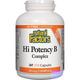 Natural Factors Hi-Potency B-Complex 210 Caps BONUS