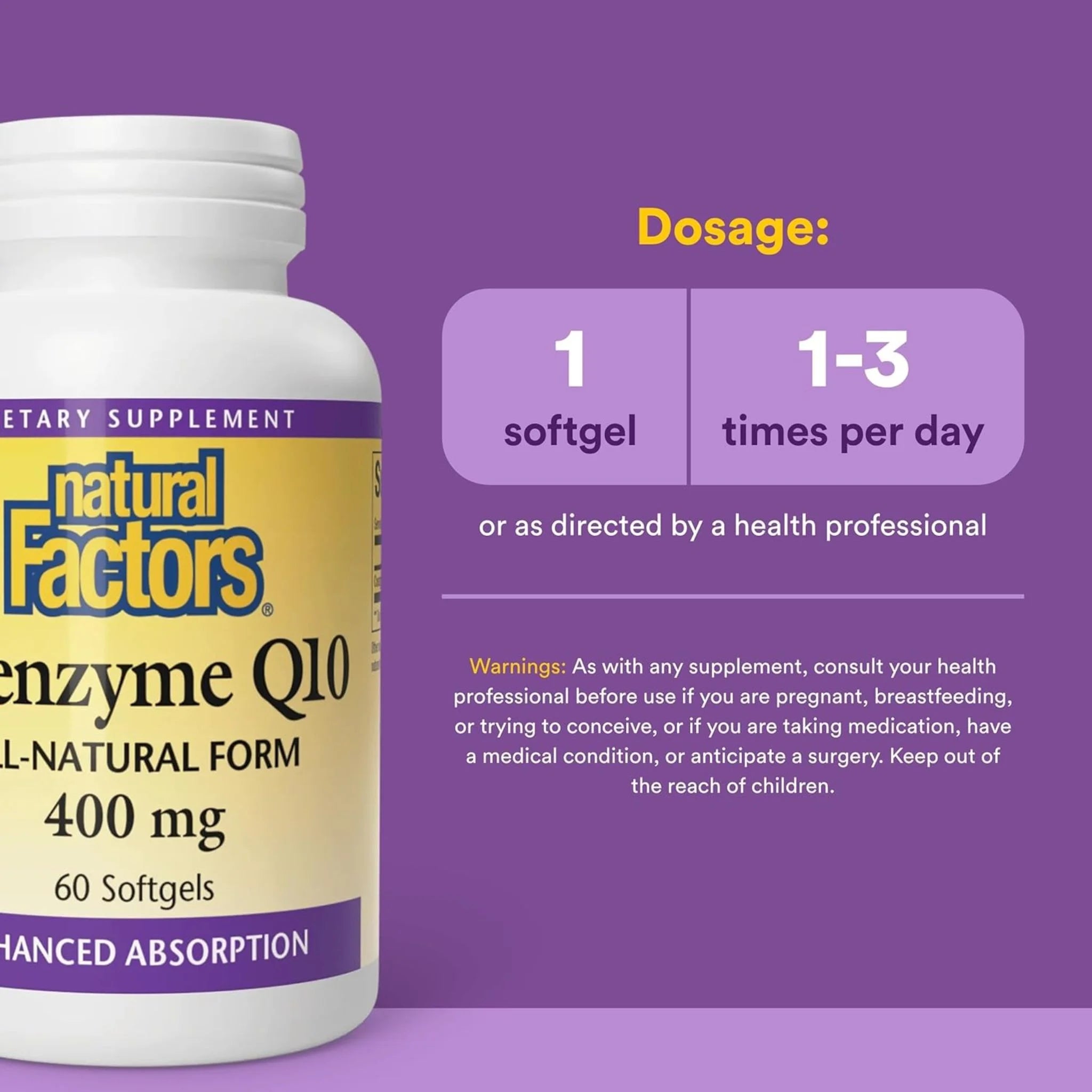 Natural Factors CoQ10, 400mg 60 Softgels