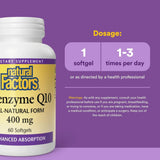 Natural Factors CoQ10, 400mg 60 Softgels