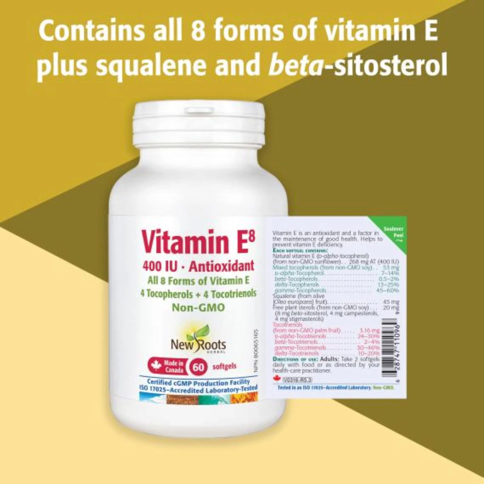 New Roots Vitamin E8 400 IU 60 Softgels