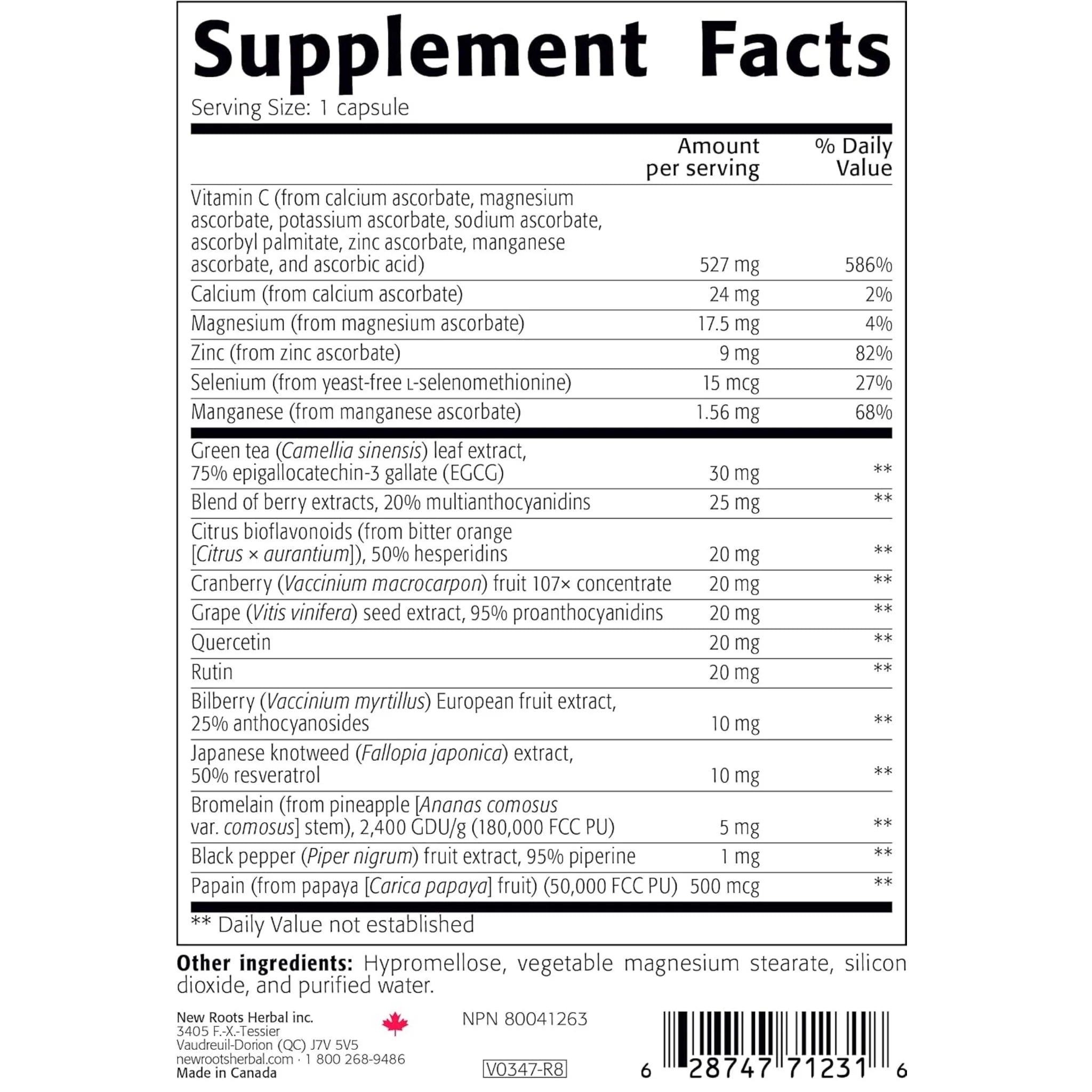 New Roots Vitamin C8, 527mg 180 Vegan Capsules