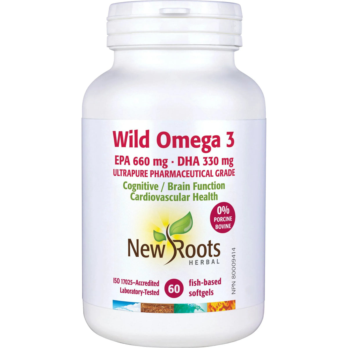 New Roots Wild Omega 3 EPA 660mg DHA 330mg 60 Softgels