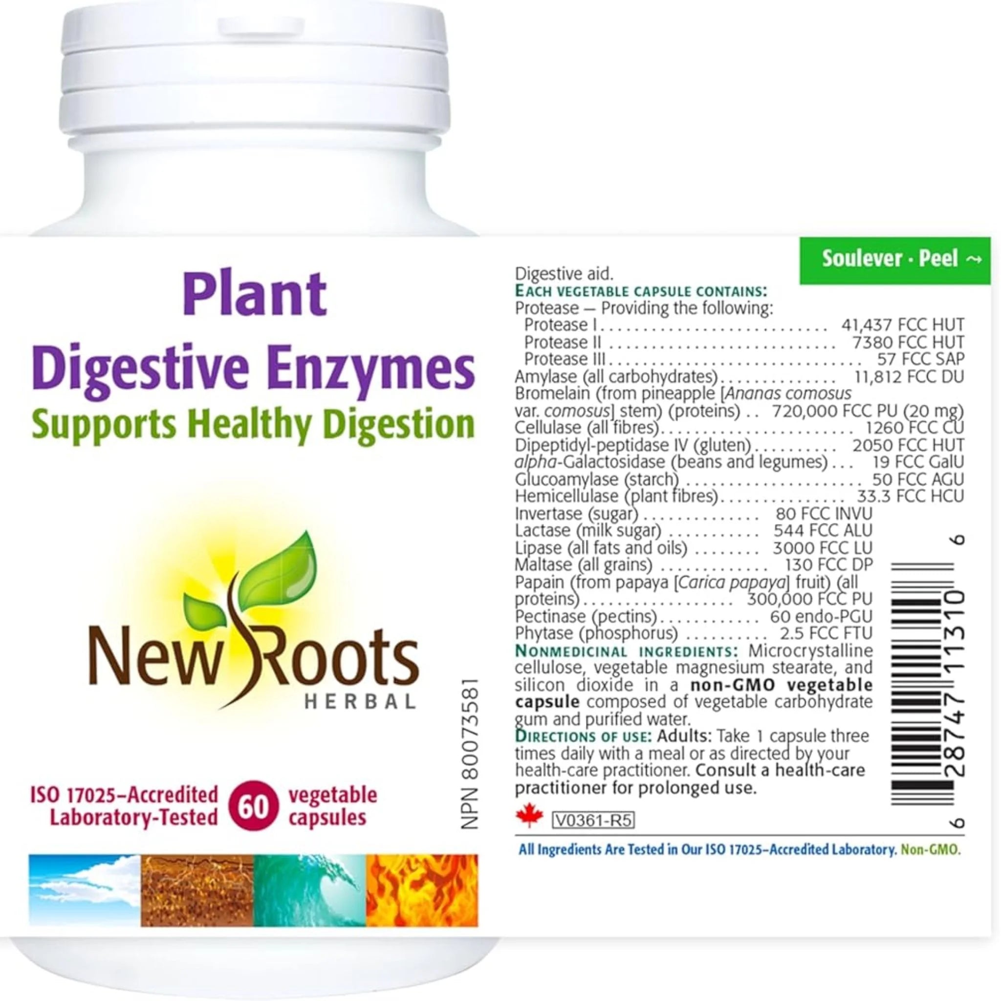 New Roots Herbal Plant Digestive-Enzymes 375mg - 60 Veg Capsules