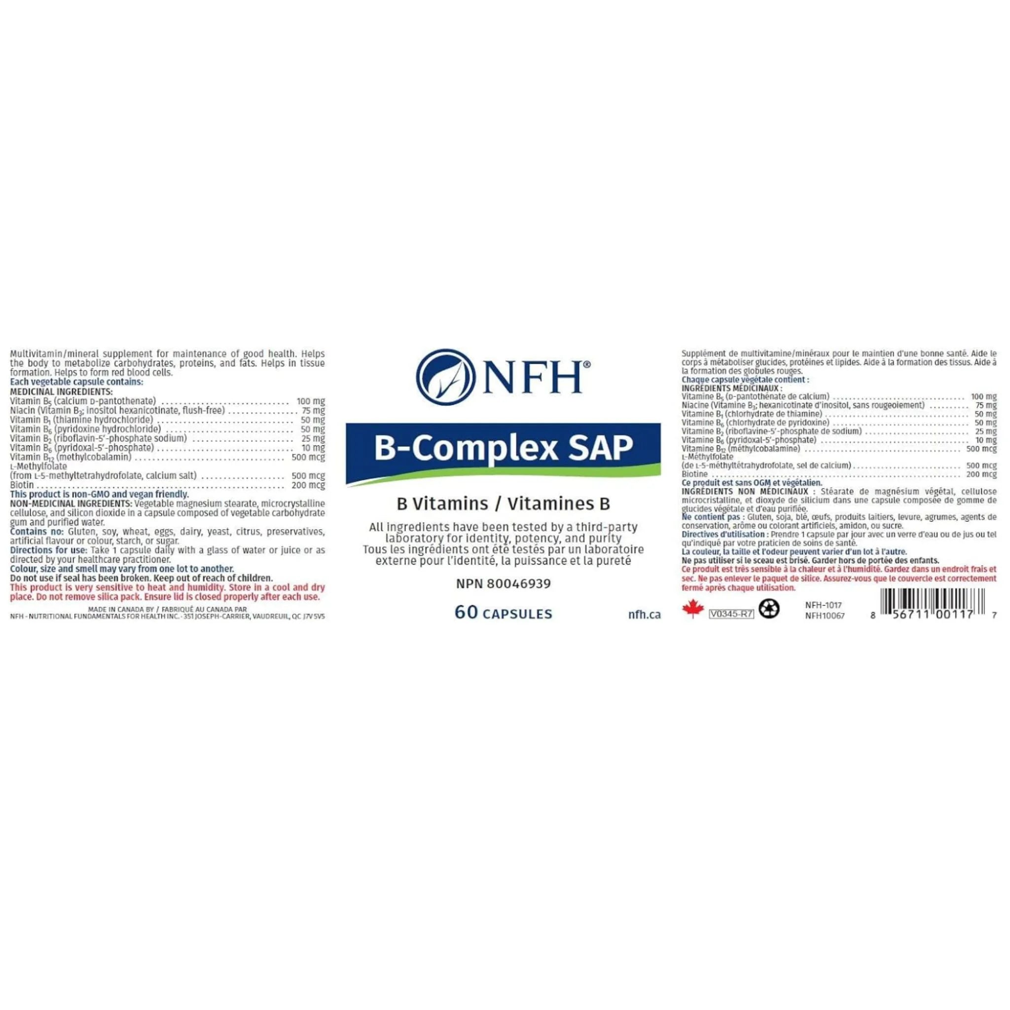 NFH B - Complex SAP 60 Capsules - Nature's Source Inc