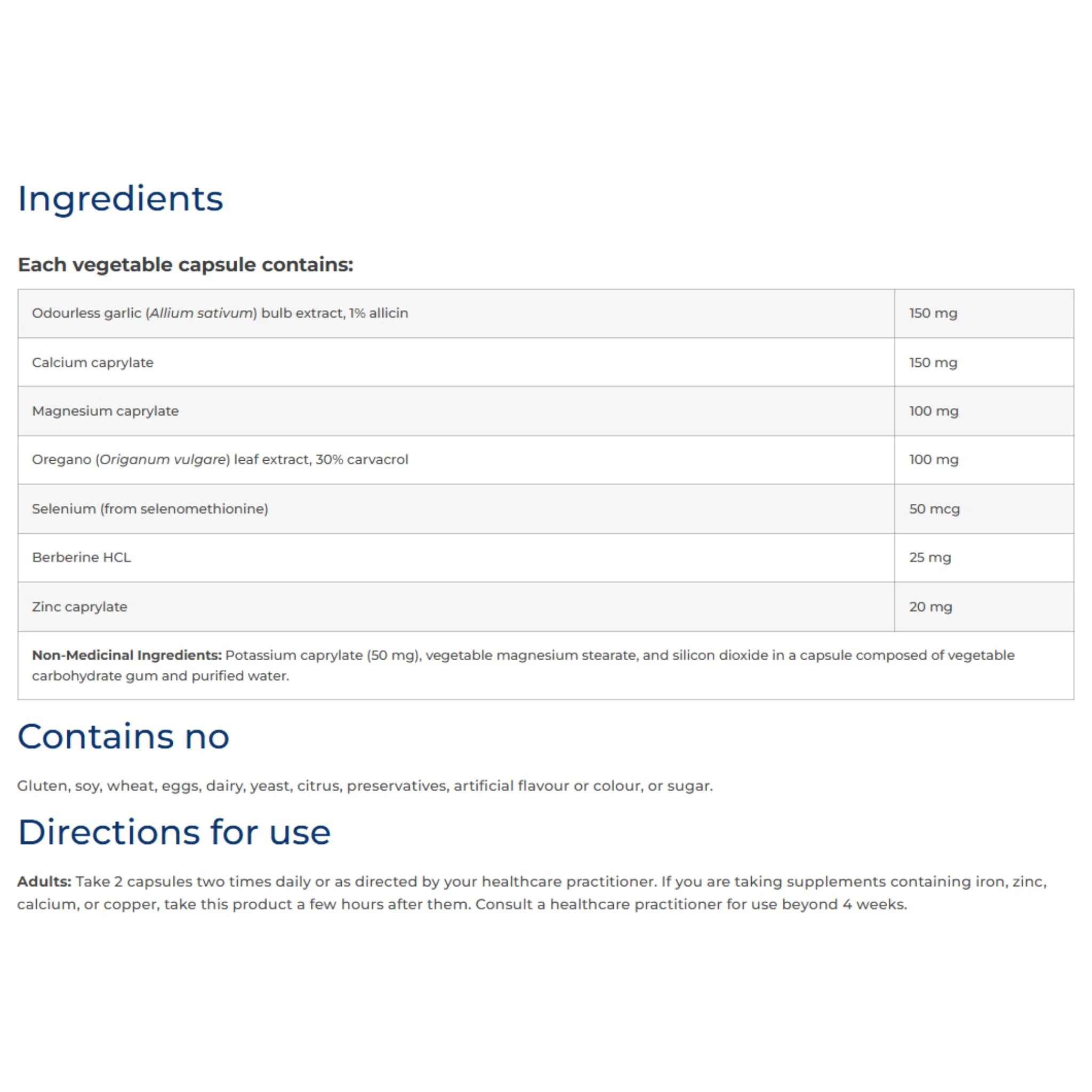 NFH Candida SAP 180 capsules - Nature's Source Inc
