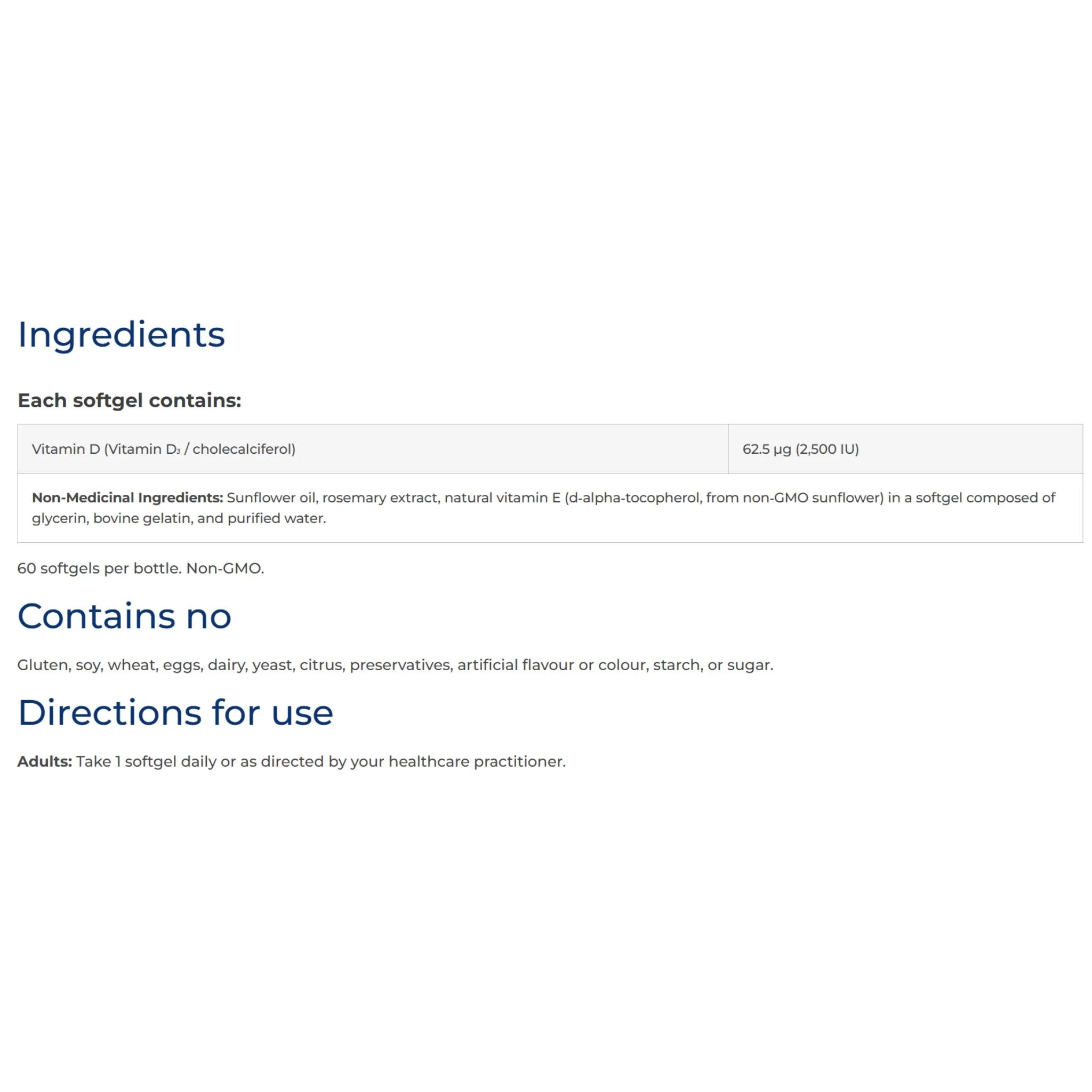 NFH Vitamin D3 SAP 180 Capsules