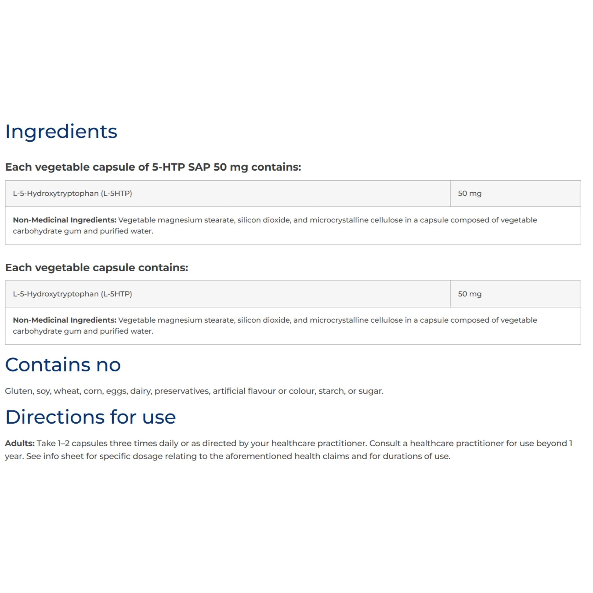 NFH 5-HTP SAP 50 mg 90 capsules