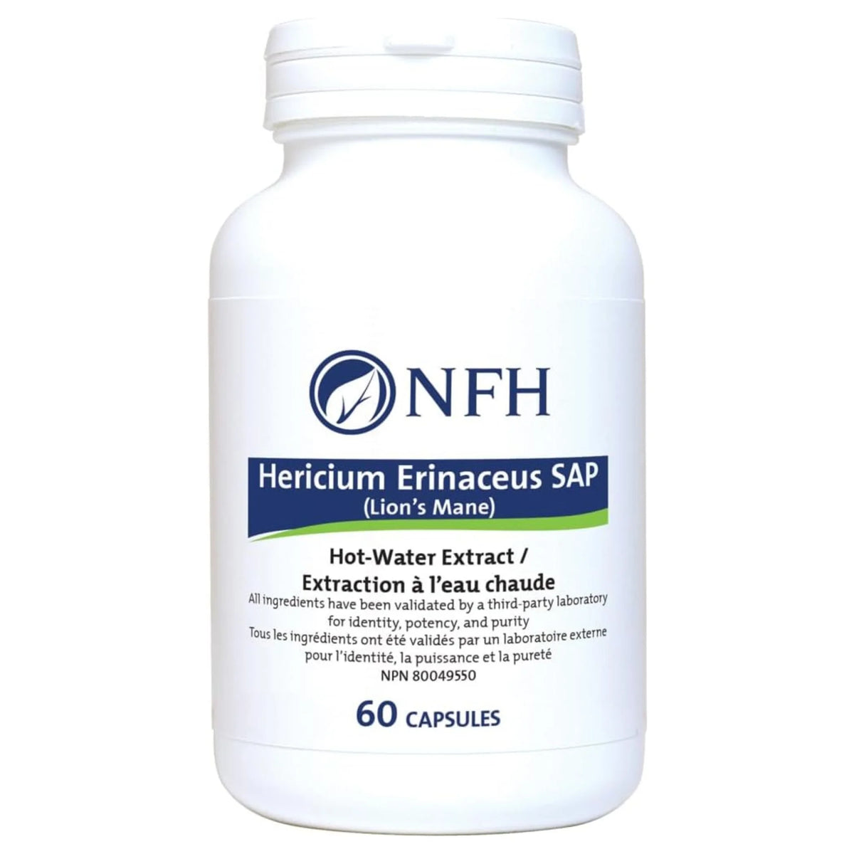 NFH Hericium Erinaceus SAP 60 Capsules - Helps with Immune Support, Digestive Health, Gas and Bloating Comfort - Nature's Source Inc