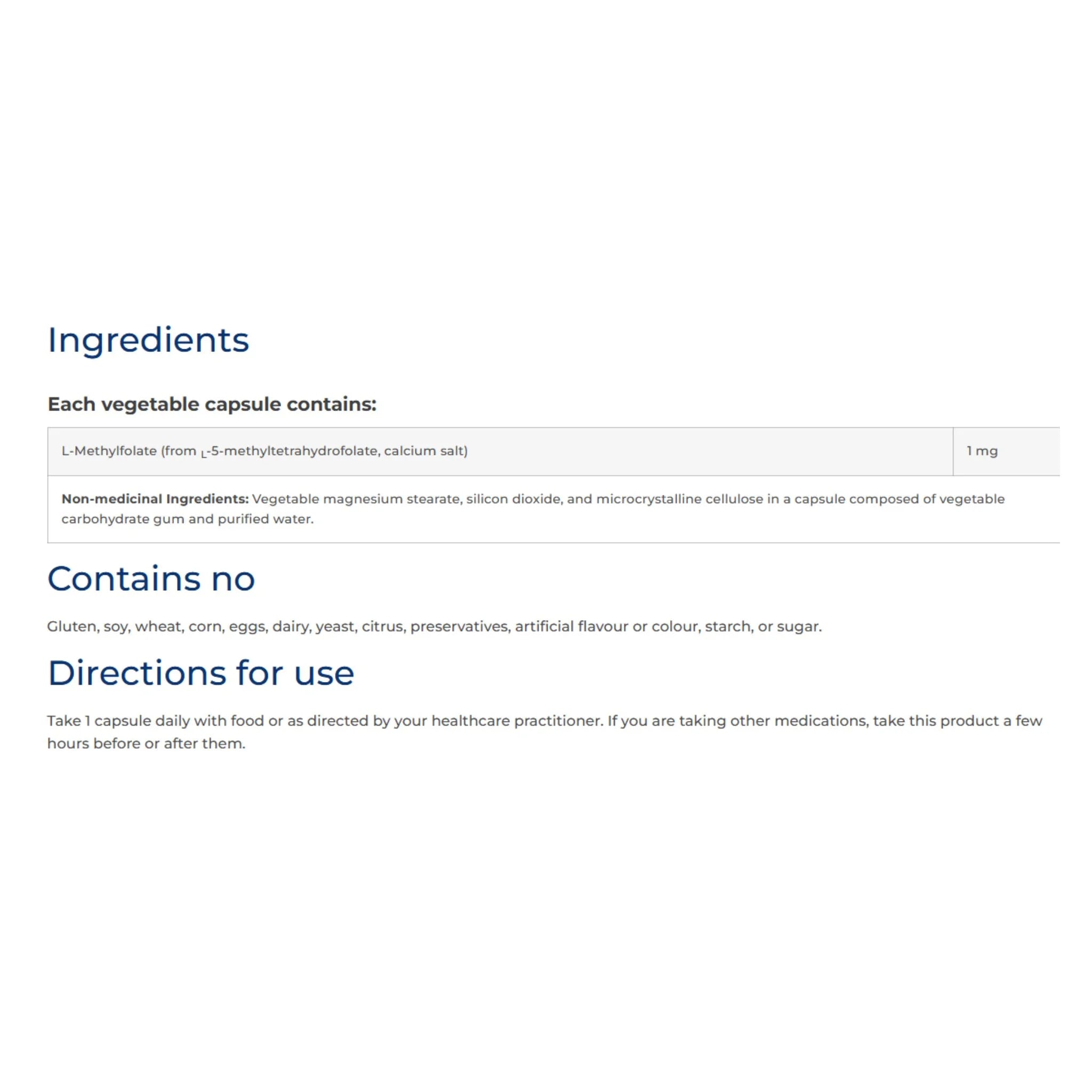 NFH L - 5 - MTHF SAP (l - 5 - Methyltetrahydrofolate) 60 capsules - Nature's Source Inc