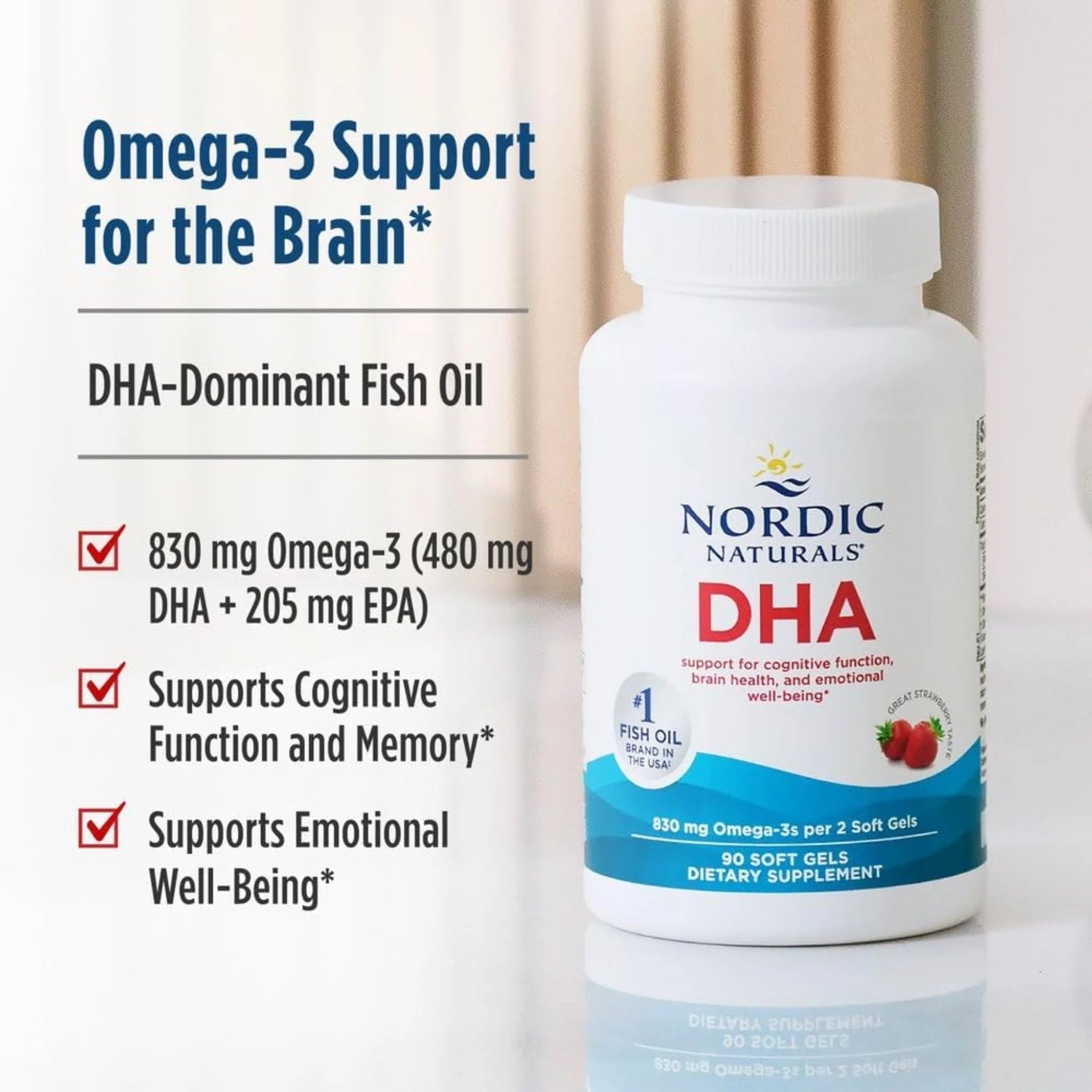 Nordic Naturals DHA Strawberry 90 Softgels