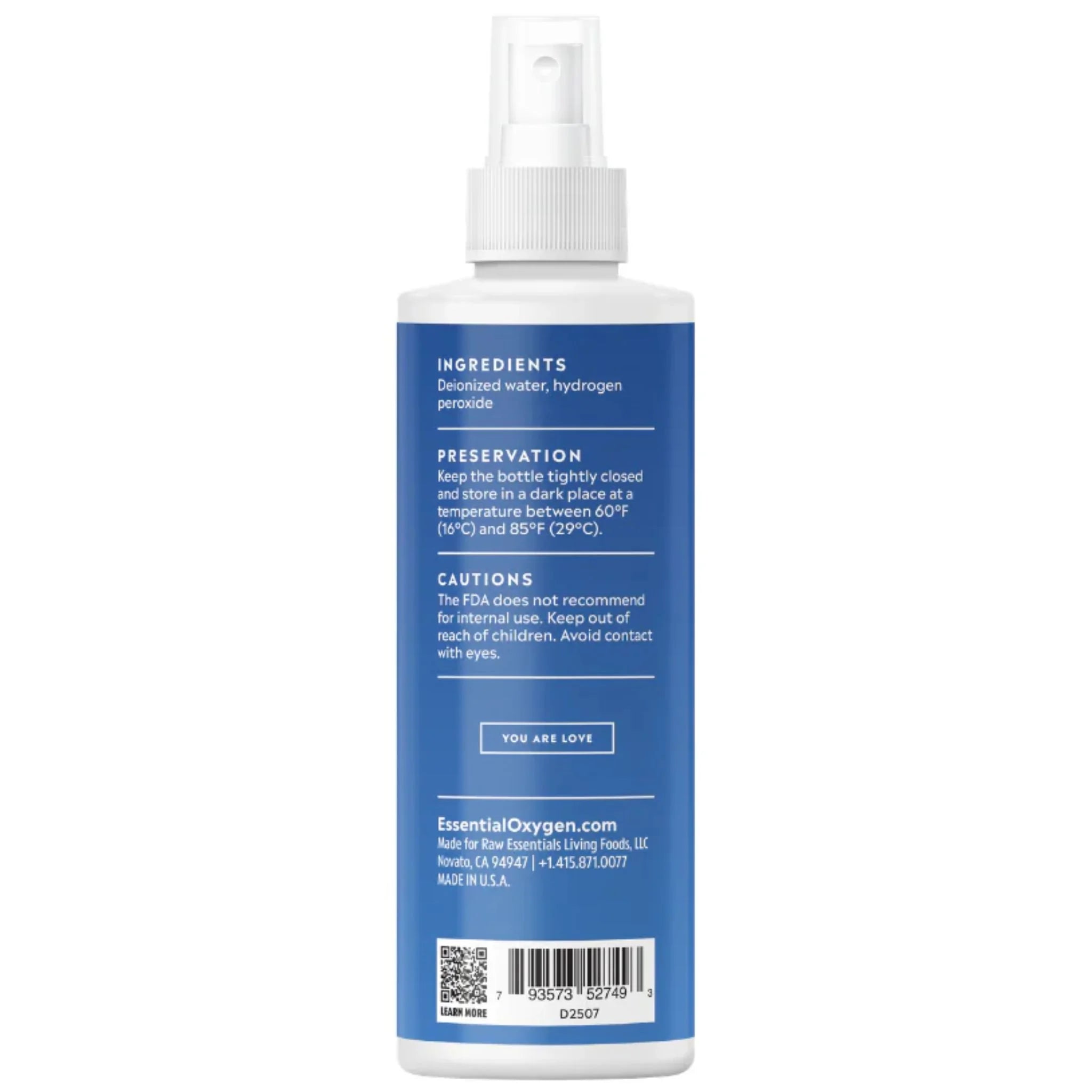 Essential Oxygen Hydrogen Peroxide Food Grade 3% Spray 237ml
