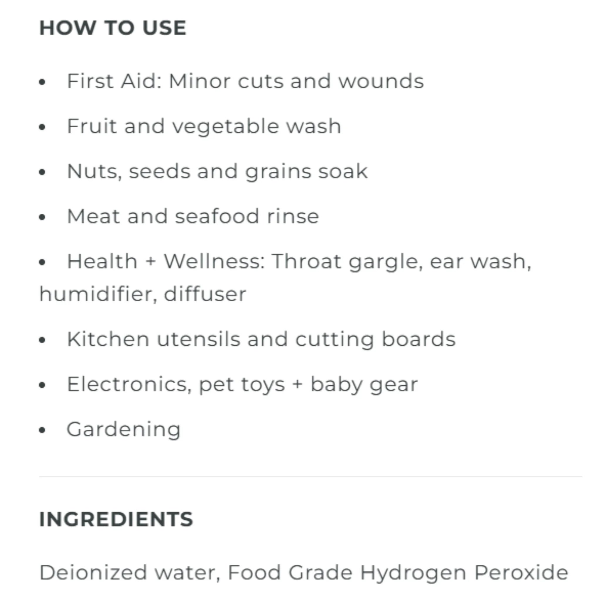 Essential Oxygen Hydrogen Peroxide Food Grade 3% Spray 237ml