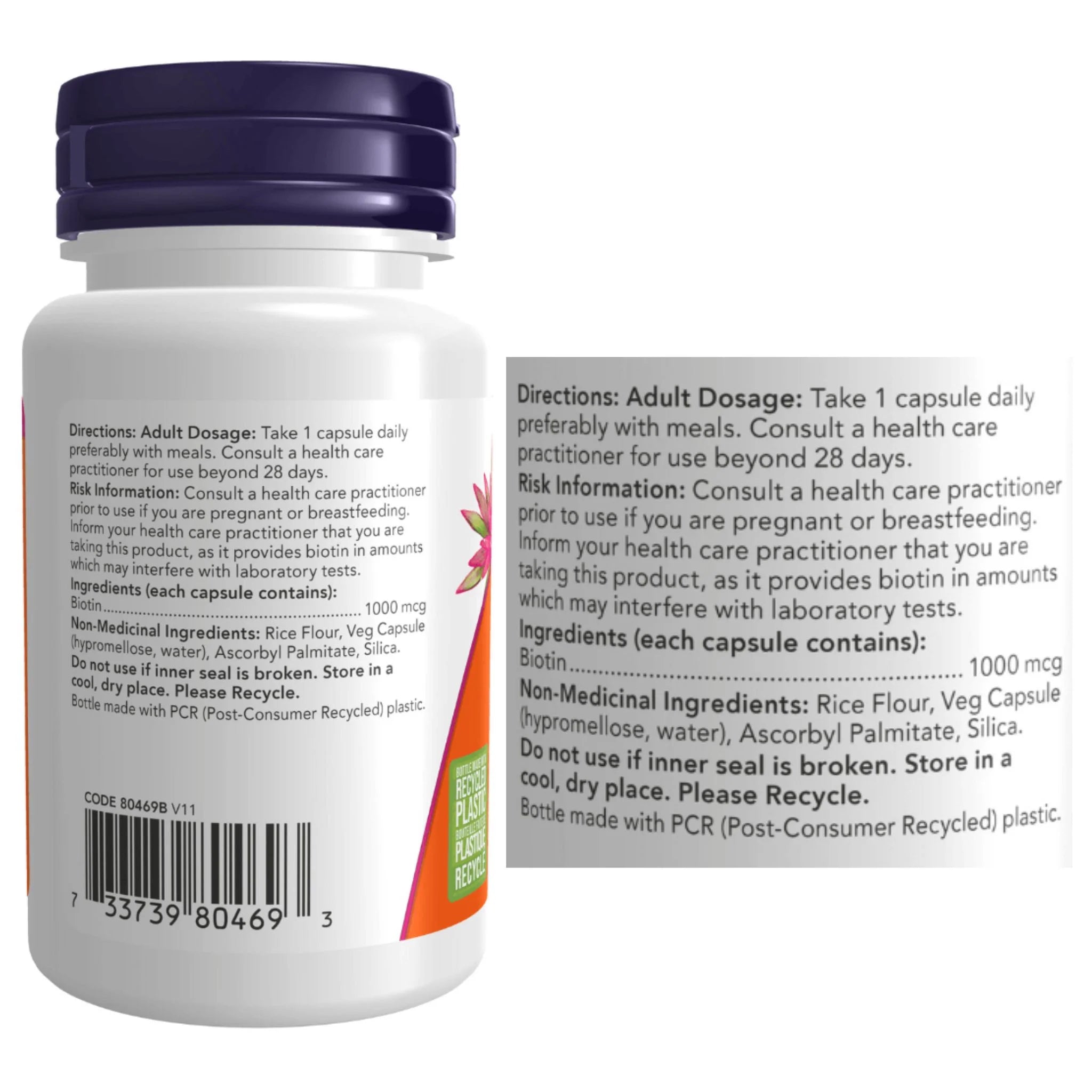 Now Biotin 1000 mcg 100 Veg Capsules