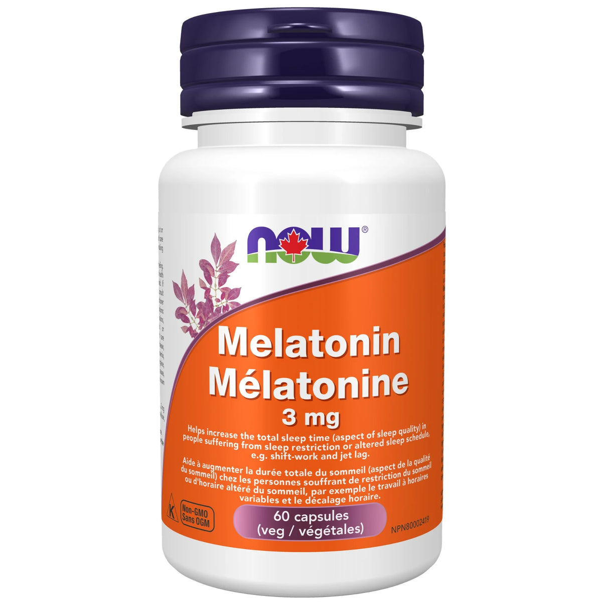 Now Melatonin 3mg 60 Capsules - Helps Regulate Sleep Cycle, Free Radical Scavenger, Gastrointestinal Support, Regulates Immune System