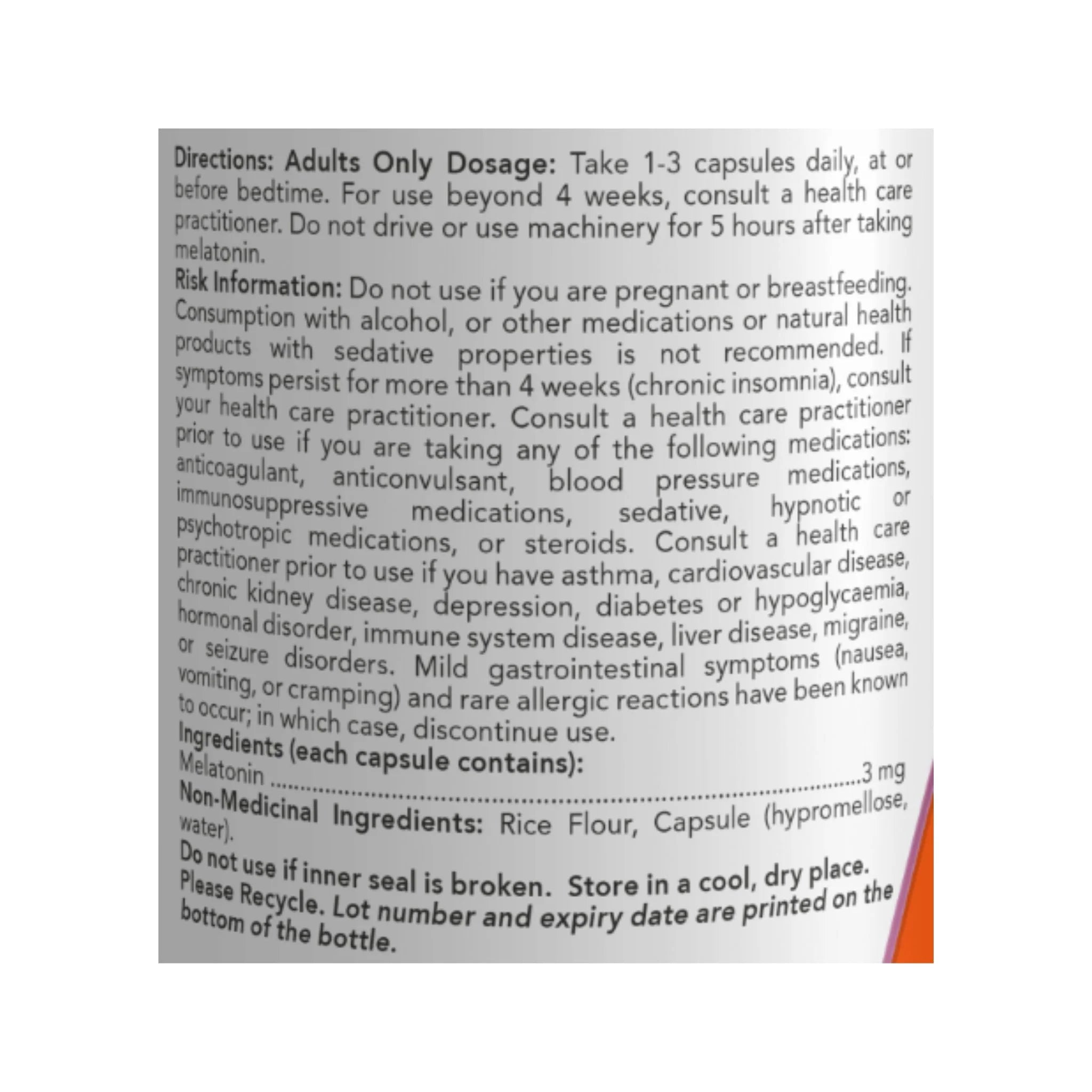 Now Melatonin 3mg 60 Capsules - Helps Regulate Sleep Cycle, Free Radical Scavenger, Gastrointestinal Support, Regulates Immune System