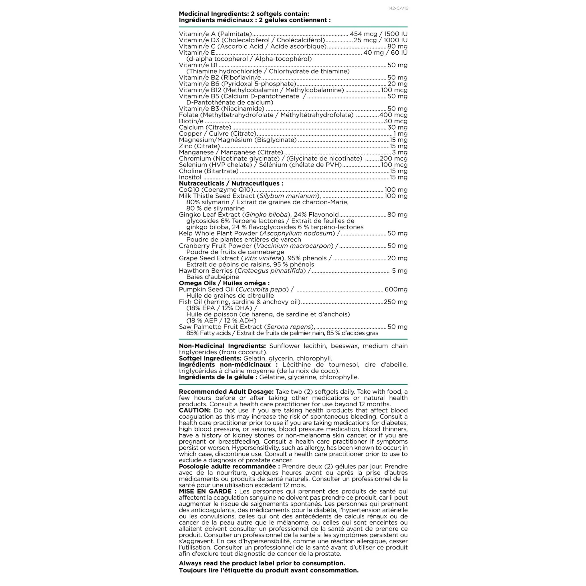 Platinum Naturals Super Easymulti for Men 45+120 Softgels - Nature's Source Inc