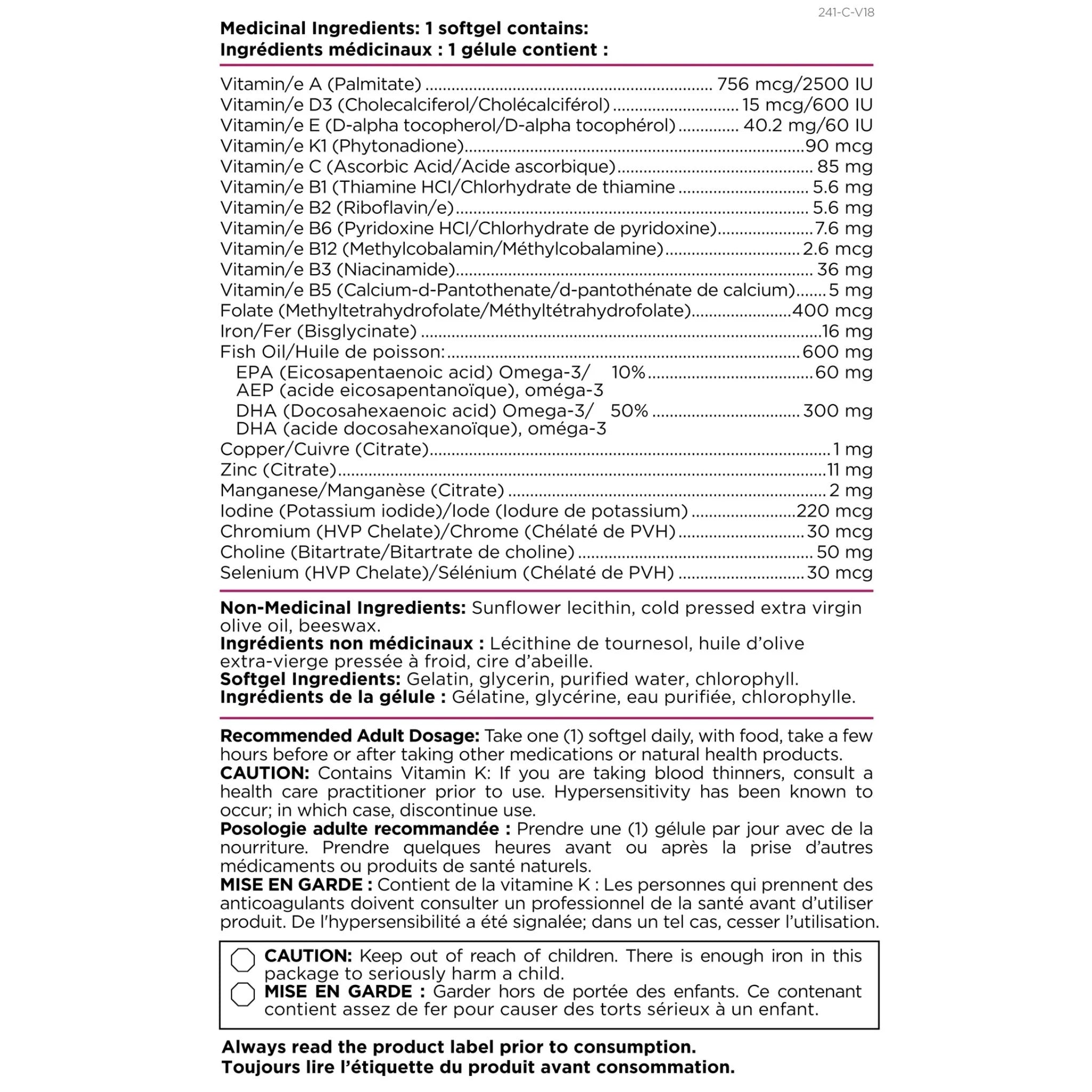 Platinum Naturals Prenatal Easymulti, 120 Softgels - Nature's Source Inc