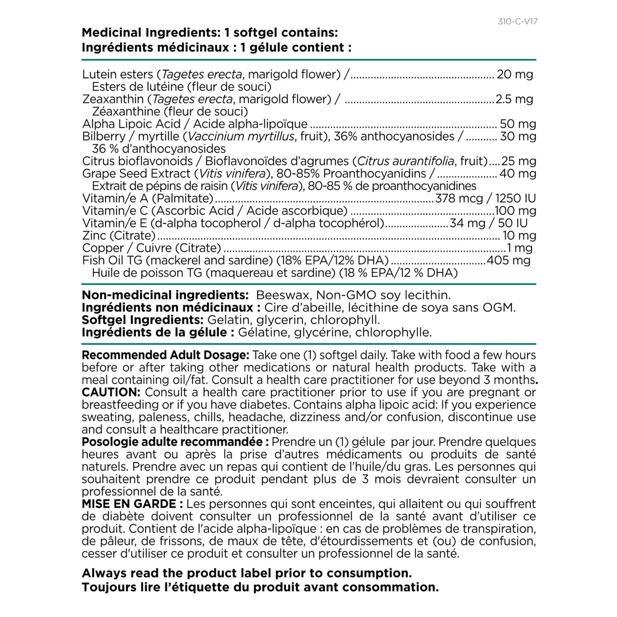 Platinum Naturals Total Vision Care 60 sg - Nature's Source Inc