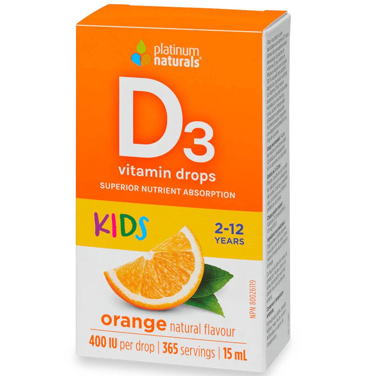 Platinum Naturals Delicious D for Kids 15 ml Orange 400 IU