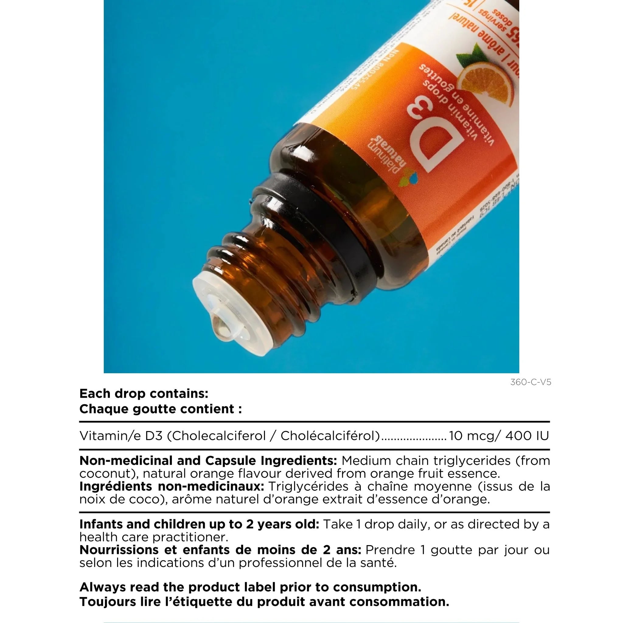 Platinum Naturals Delicious D for Kids 15 ml Orange 400 IU