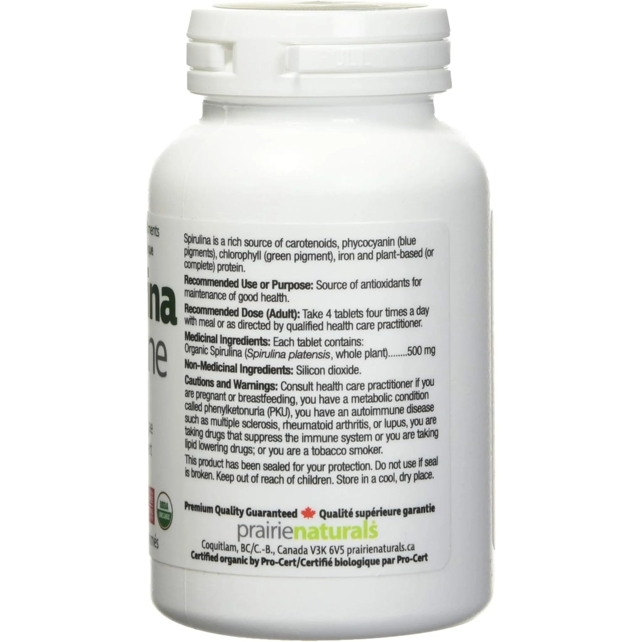 Prairie Naturals Spirulina 180 Tablets