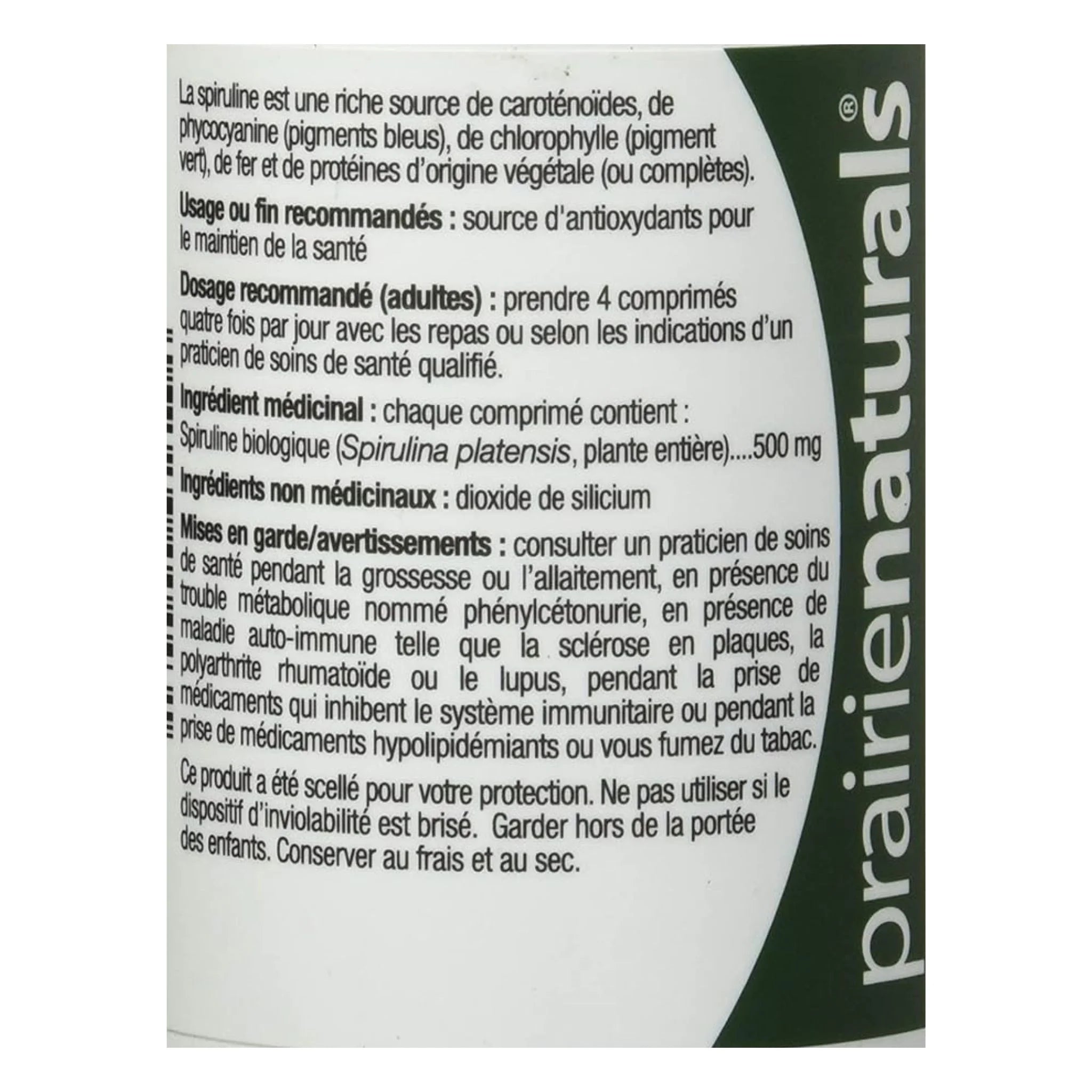 Prairie Naturals Spirulina 360 Tabs