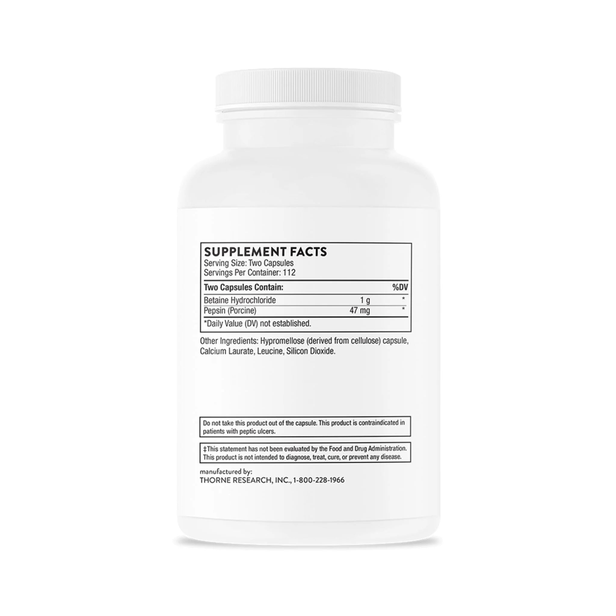 Thorne Betaine HCl - Pepsin 225c - Nature's Source Inc